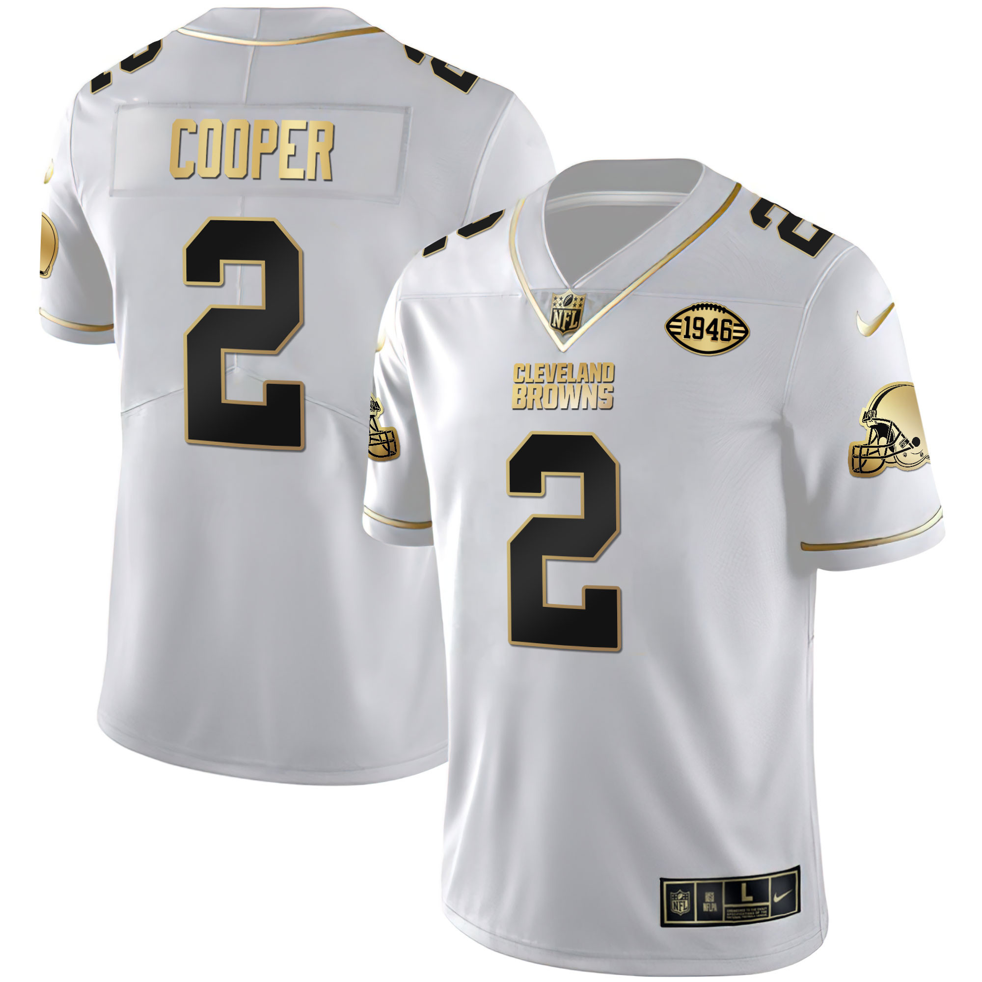 Amari Cooper Men's Cleveland Browns Gold & Split Vapor Limited - All Stitched White Gold Jersey - All Stitched