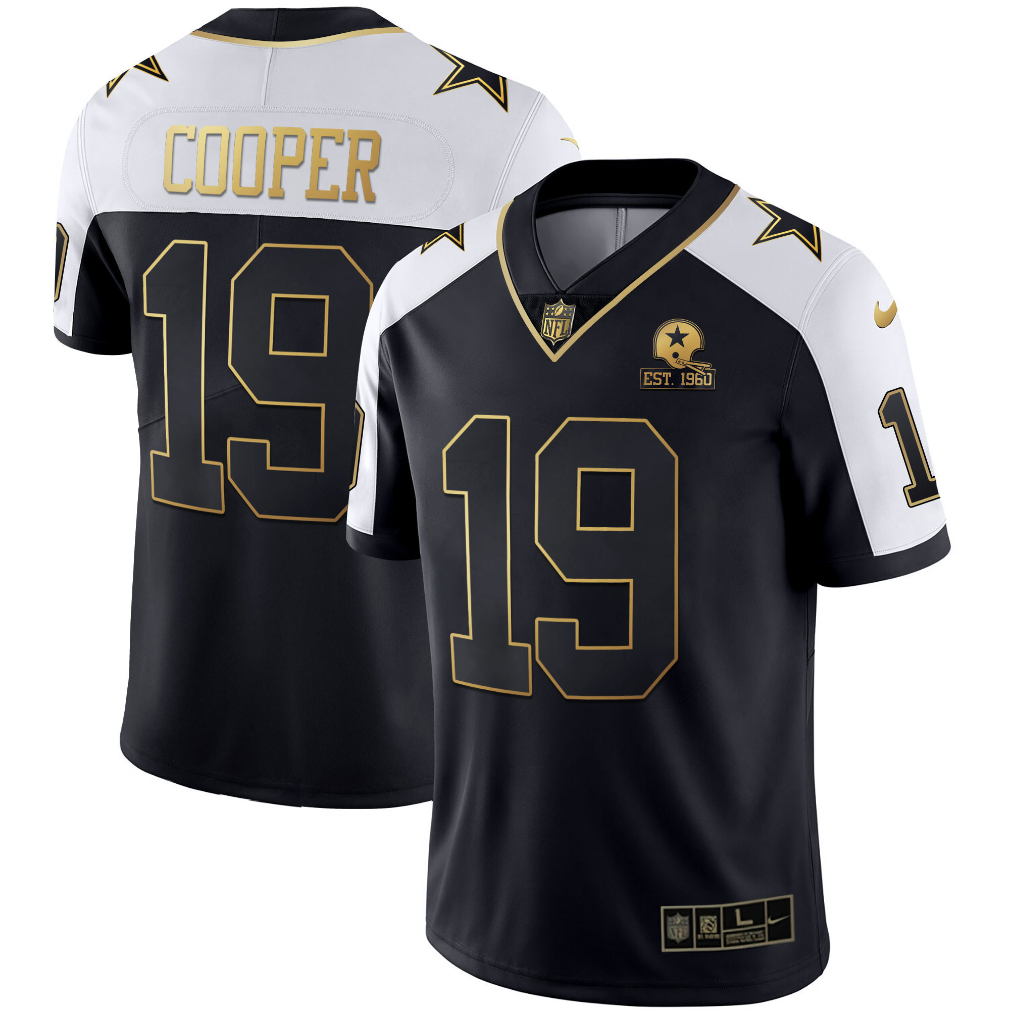 Amari Cooper Men's Dallas Cowboys Alternate Vapor Black Gold & Navy Gold Limited - All Stitched Black Gold Jersey - All Stitched