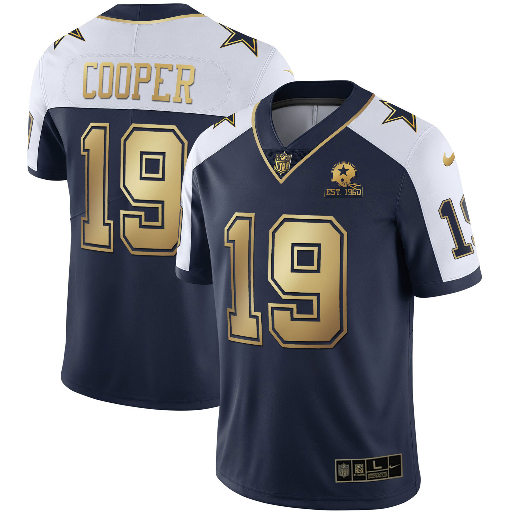 Amari Cooper Men's Dallas Cowboys Alternate Vapor Black Gold & Navy Gold Limited - All Stitched Navy Gold Jersey - All Stitched
