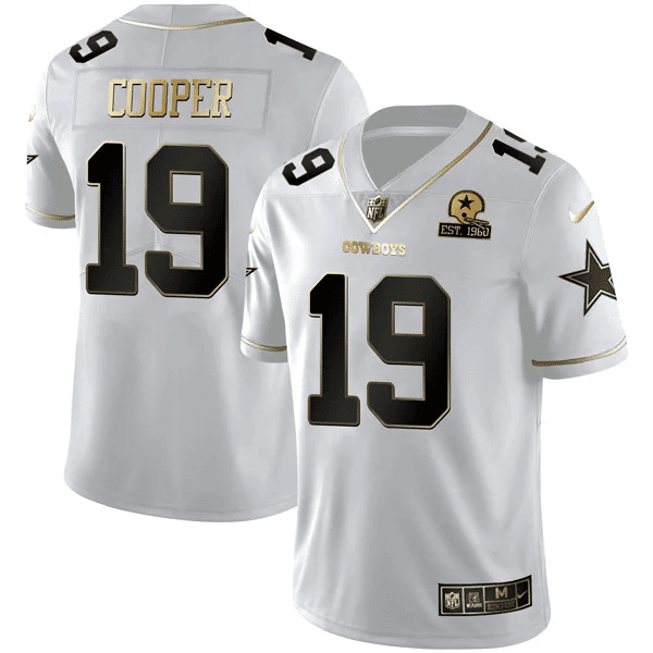 Amari Cooper Men's Dallas Cowboys Black Gold Collection - All Stitched White Gold Jersey - All Stitched
