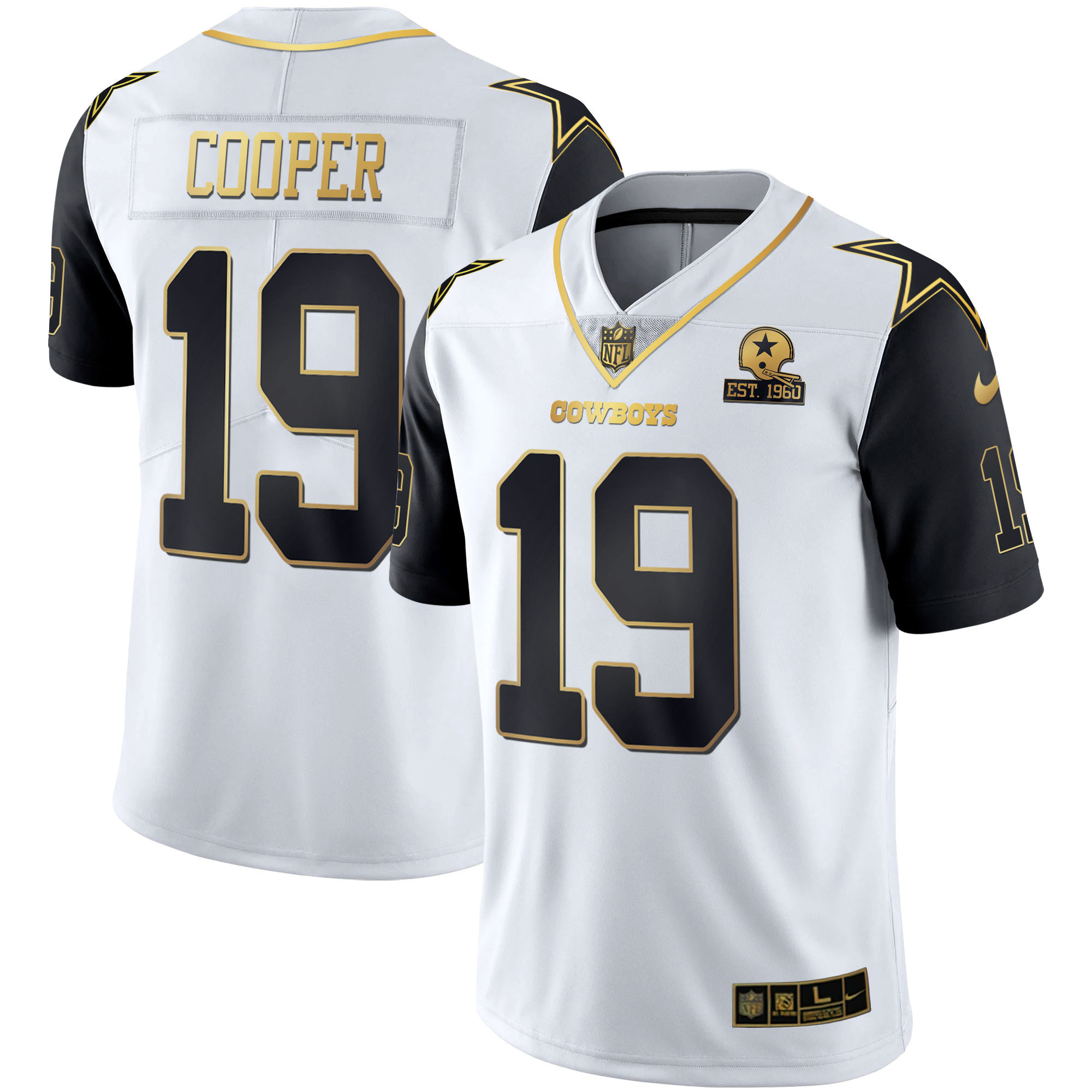 Amari Cooper Men's Dallas Cowboys Color Rush Vapor Black & White Gold Limited - All Stitched White Vapor Jersey - All Stitched