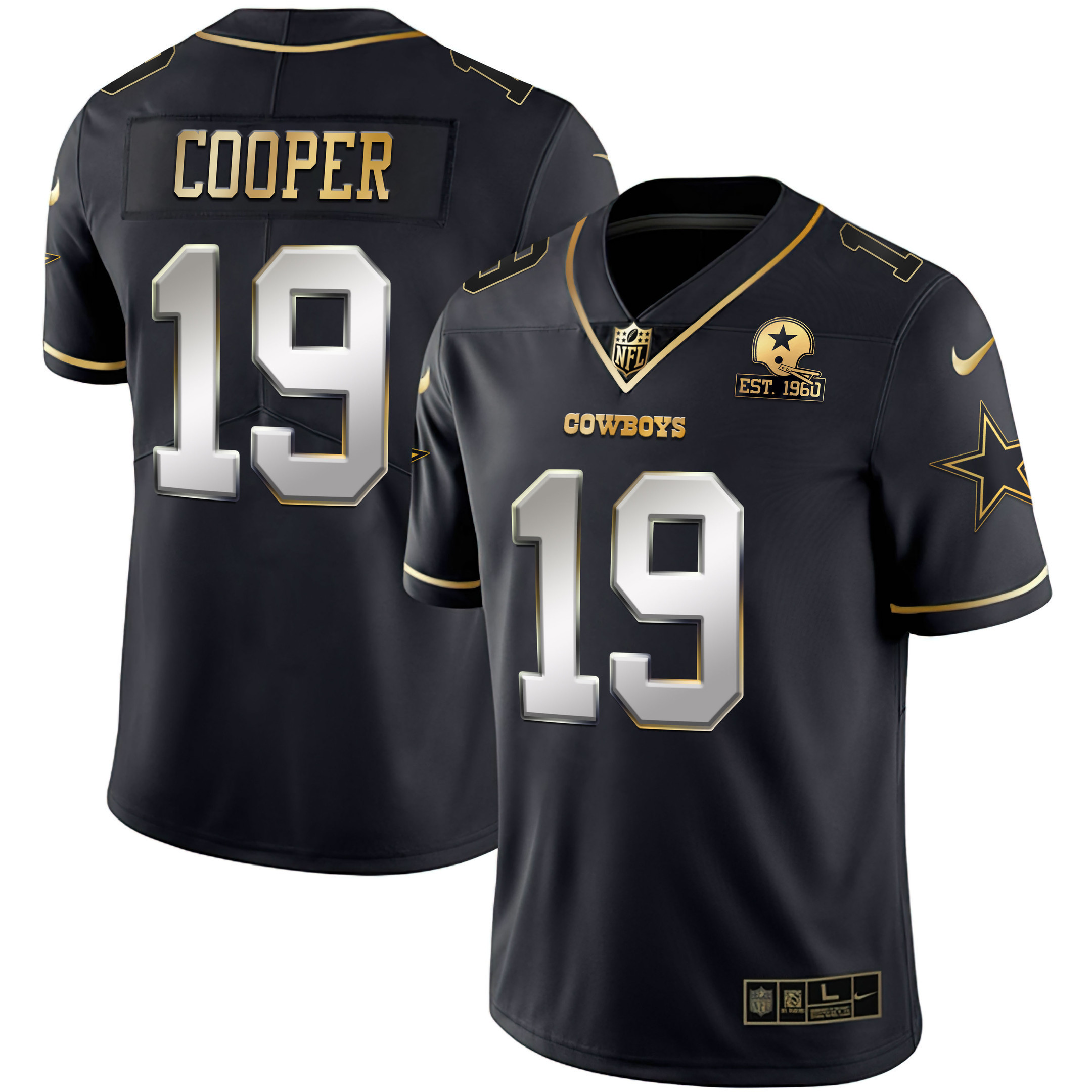 Amari Cooper Men's Dallas Cowboys Gold & Split Vapor Est 1960 Patch Black Limited Jersey - All Stitched