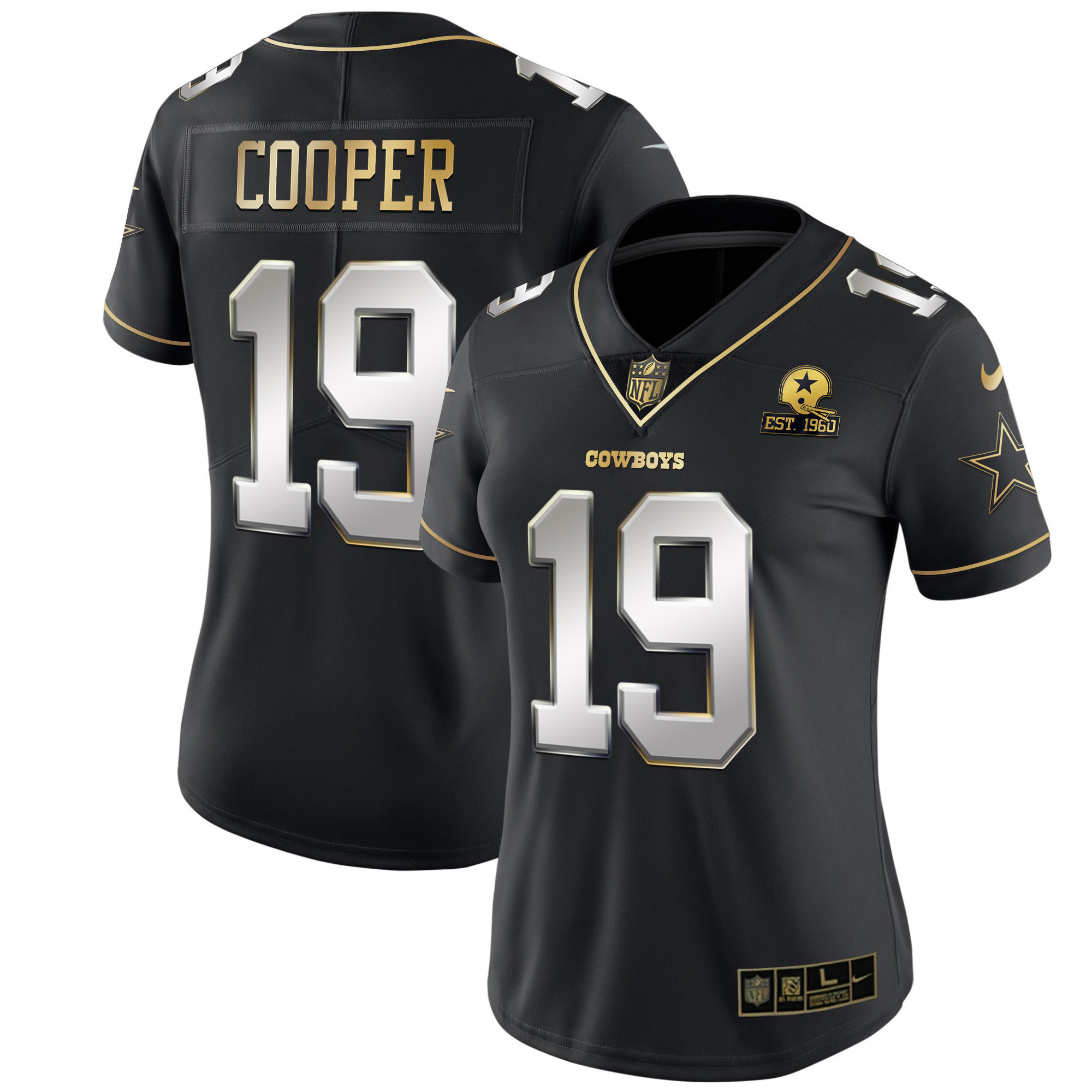 Amari Cooper Women's Dallas Cowboys Black Gold & White Gold - All Stitched Black Limited Jersey - All Stitched