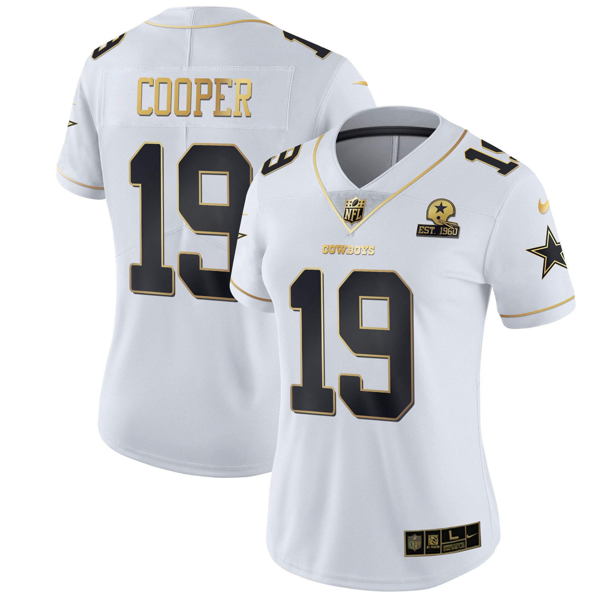 Amari Cooper Women's Dallas Cowboys Black Gold & White Gold - All Stitched White Gold Jersey - All Stitched