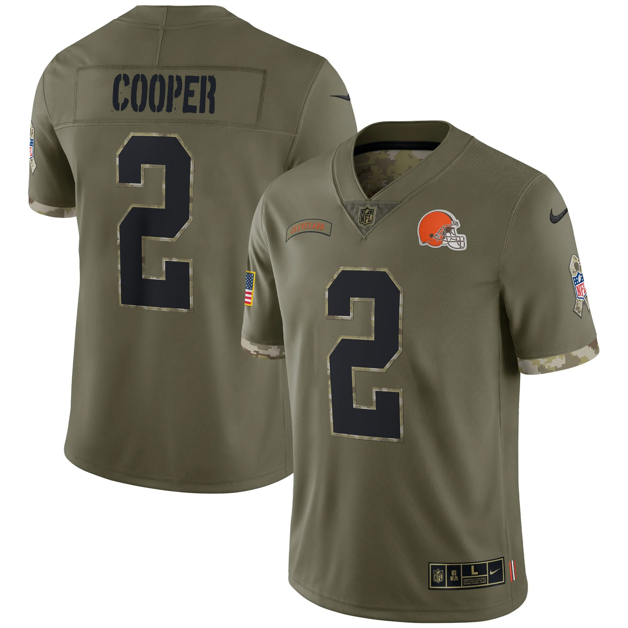 Amari Cooper Youth's Cleveland Browns 2022 Salute To Service Limited Salute To Service Jersey - All Stitched