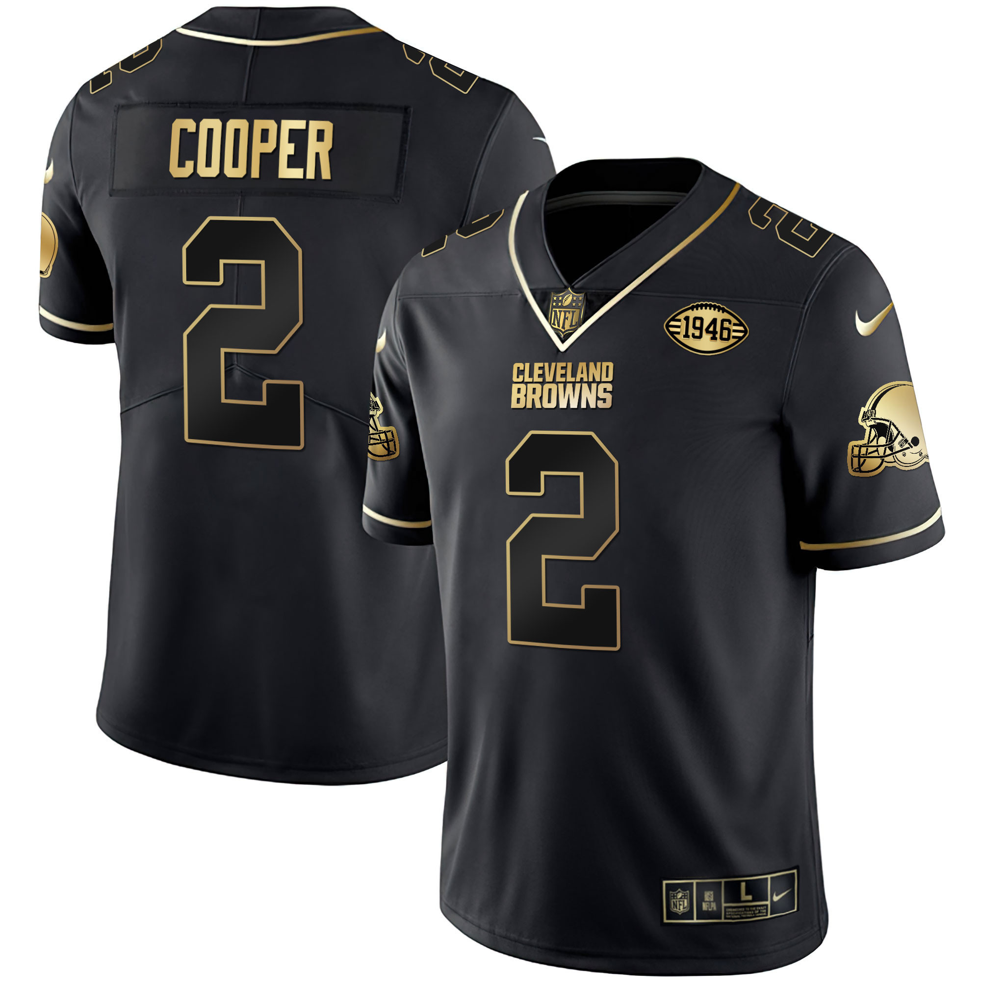 Amari Cooper Youth's Cleveland Browns Gold & Split Vapor Limited - All Stitched Black Gold Jersey - All Stitched