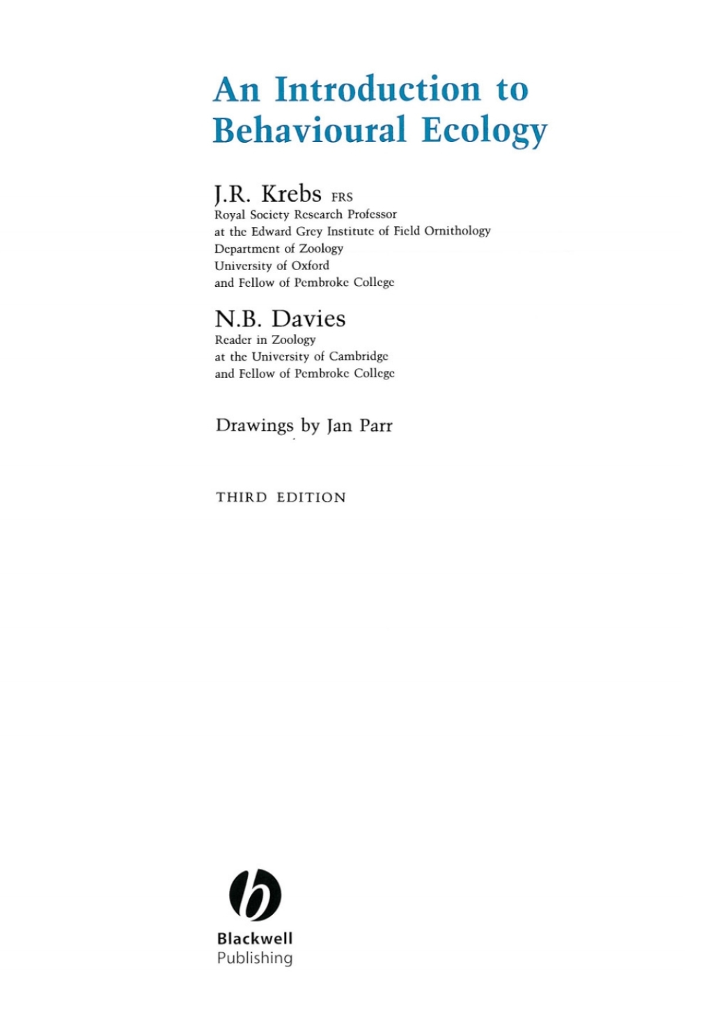 An Introduction to Behavioural Ecology 3rd Edition â€“ PDF/EPUB Version Downloadable