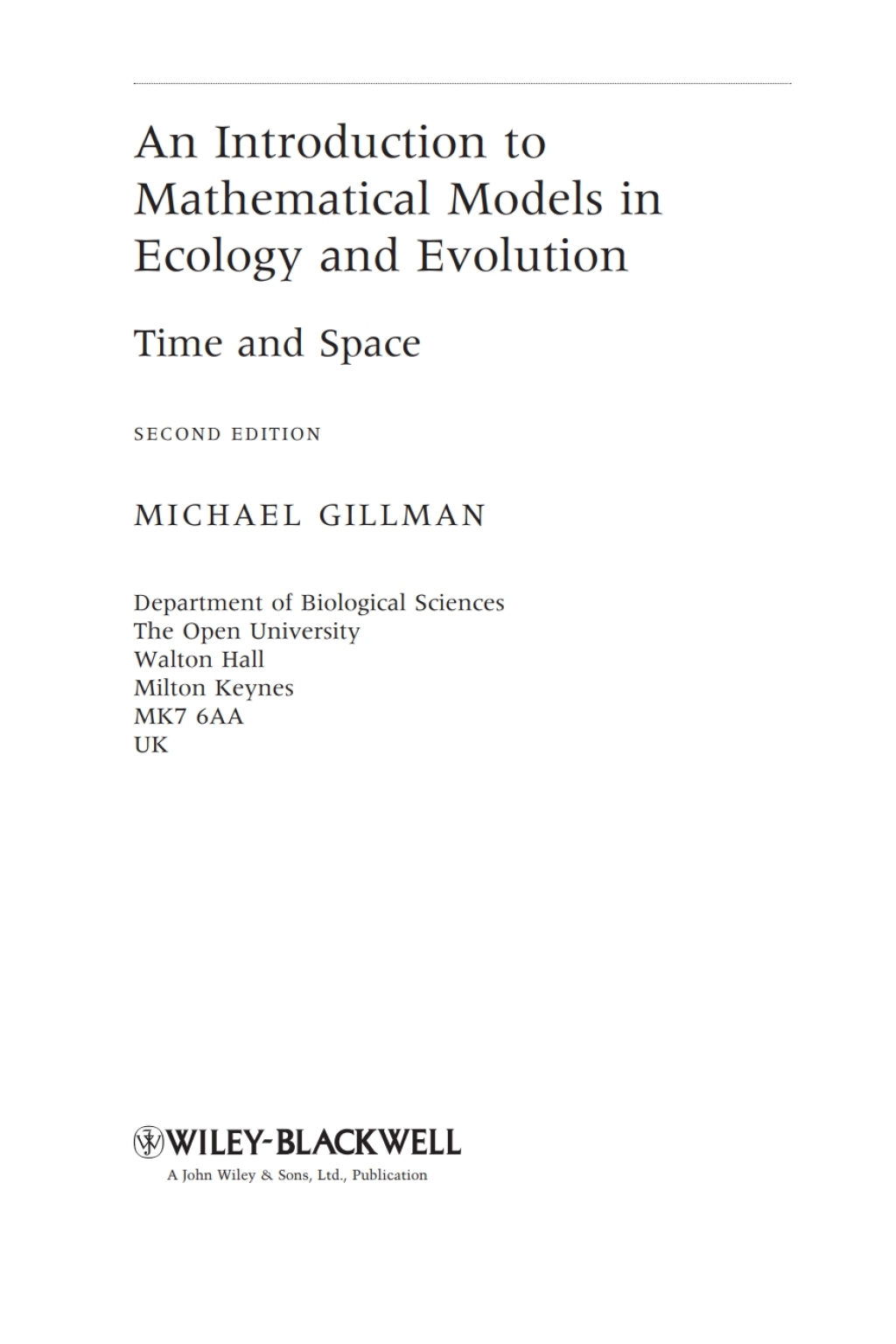 An Introduction to Mathematical Models in Ecology and Evolution Time and Space 2nd Edition â€“ PDF/EPUB Version Downloadable