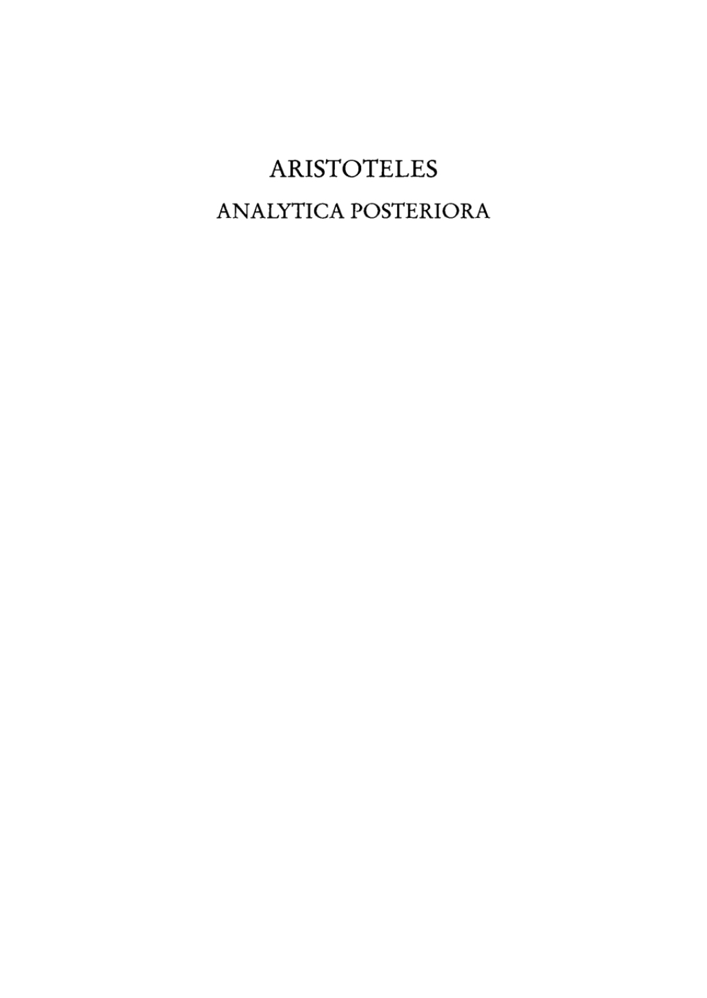 Analytica posteriora 1st Edition â€“ PDF/EPUB Version Downloadable