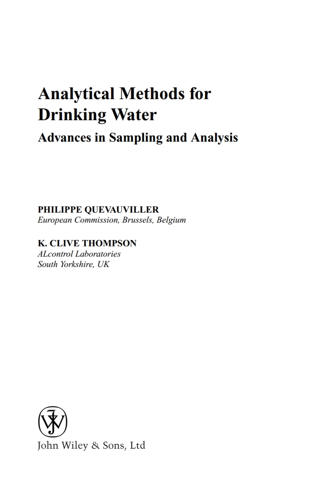Analytical Methods for Drinking Water Advances in Sampling and Analysis 1st Edition â€“ PDF/EPUB Version Downloadable