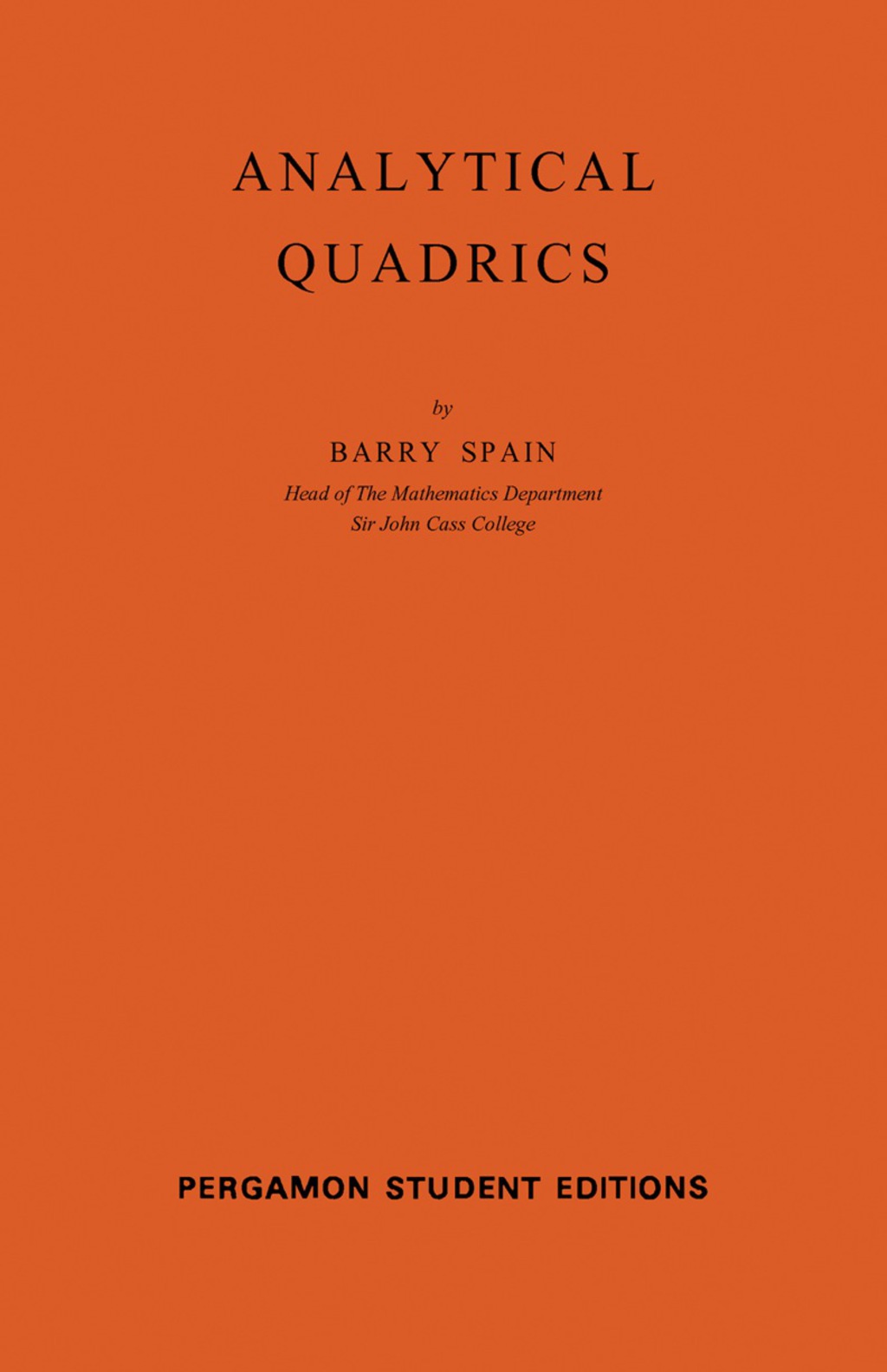 Analytical Quadrics - (PDF/EPUB Version)