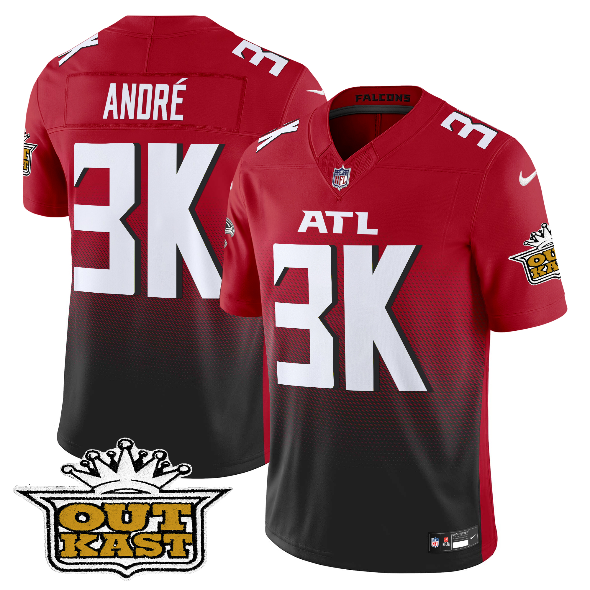 AndrÃƒÂ© Men's Outkast x Atlanta Falcons 2024 Vapor Limited Red Jersey - All Stitched