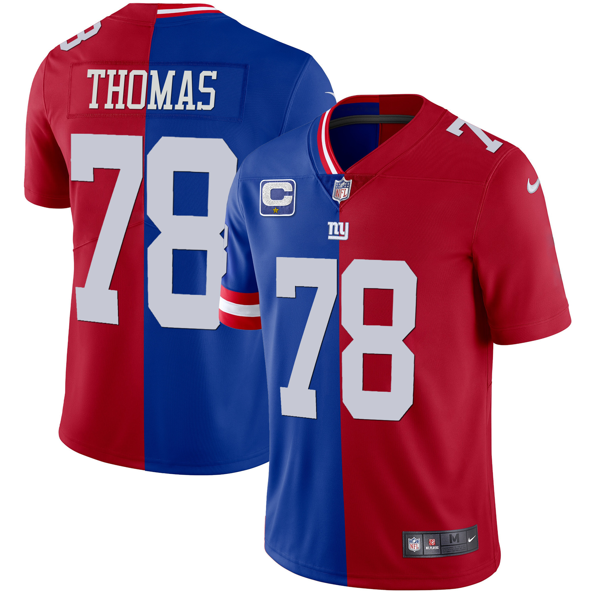 Andrew Thomas Men's New York Giants Split Vapor Royal Red Jersey - All Stitched