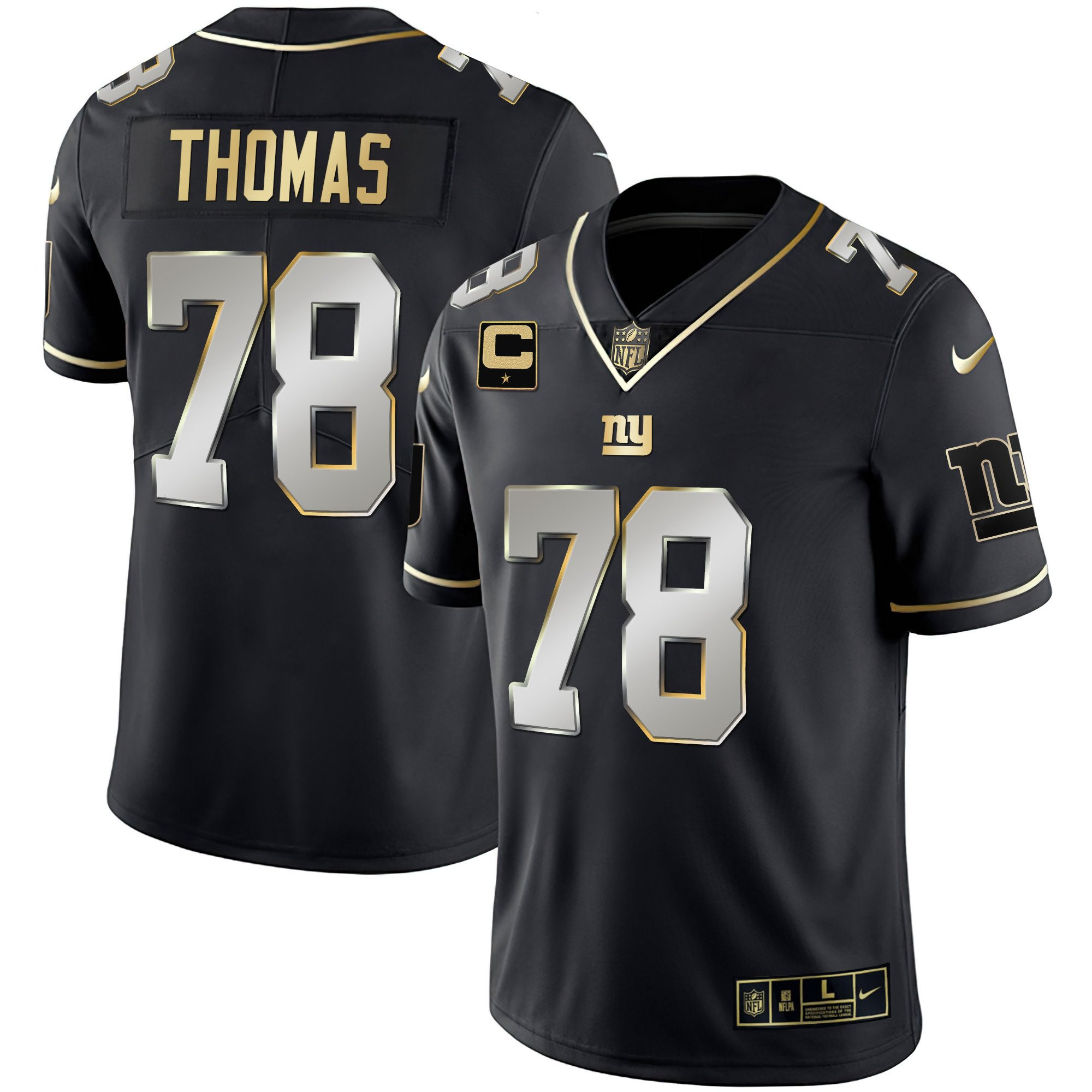 Andrew Thomas Men's New York Giants Vapor Gold Black Limited Jersey - All Stitched