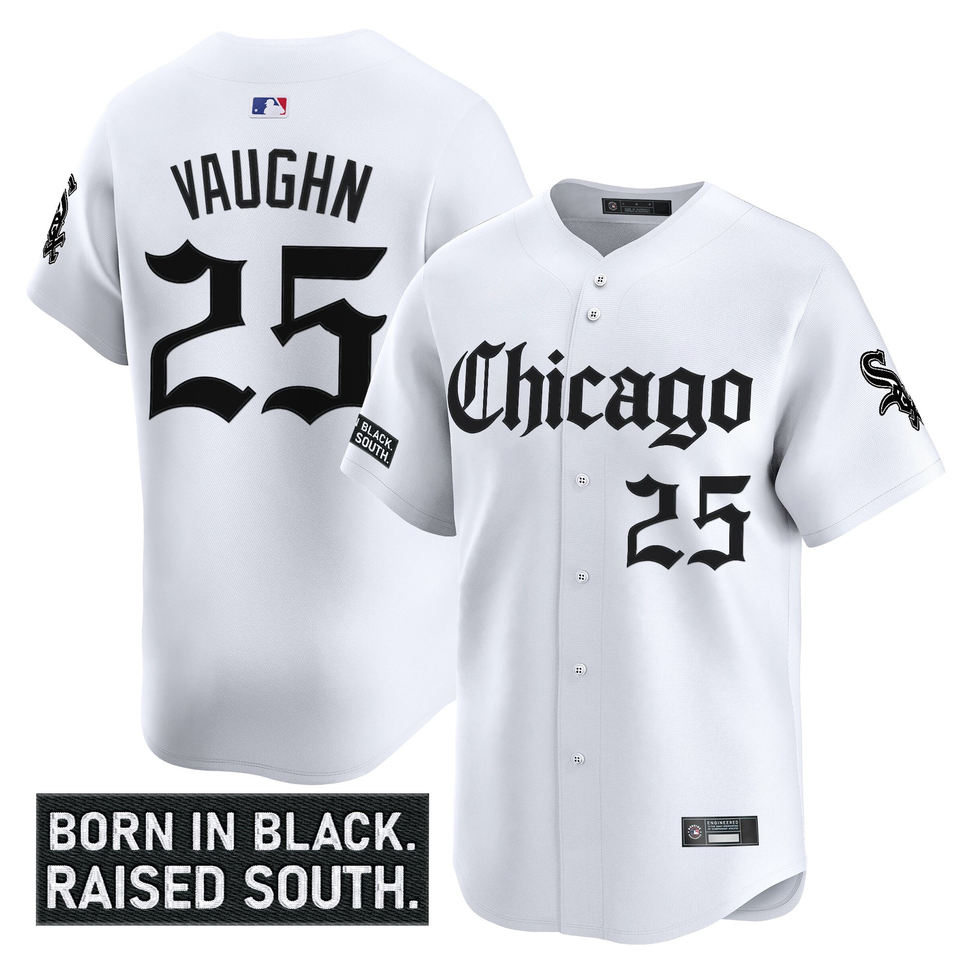 Andrew Vaughn Men's Chicago White Sox 'Gothic South Side Edition' Vapor Premier Limited White Jersey - All Stitched