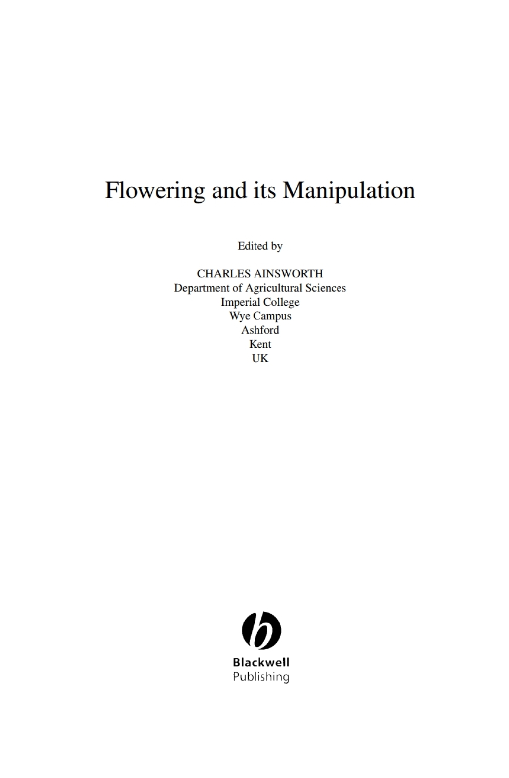 Annual Plant Reviews, Flowering and its Manipulation 1st Edition â€“ PDF/EPUB Version Downloadable
