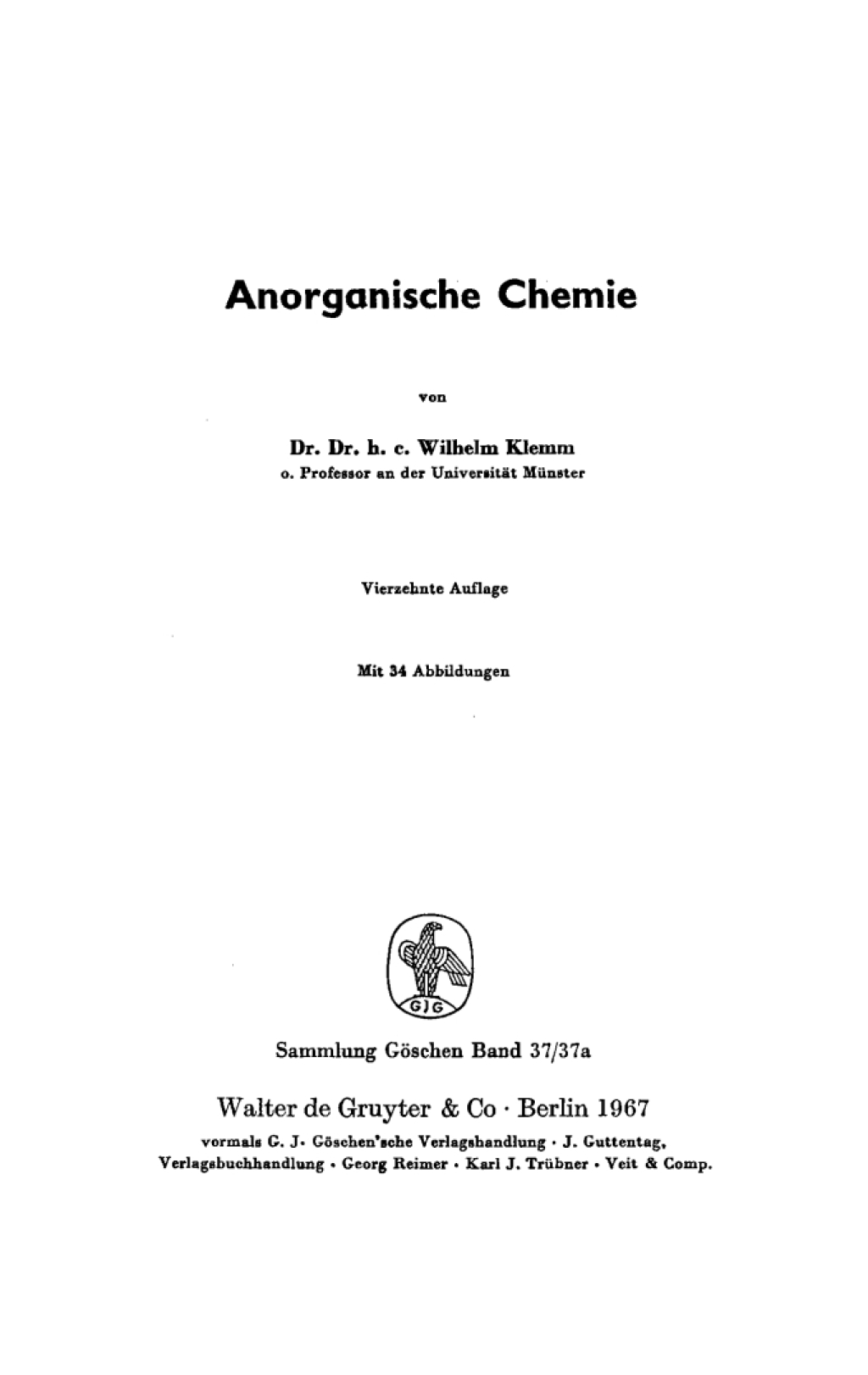 Anorganische Chemie 14th Edition â€“ PDF/EPUB Version Downloadable