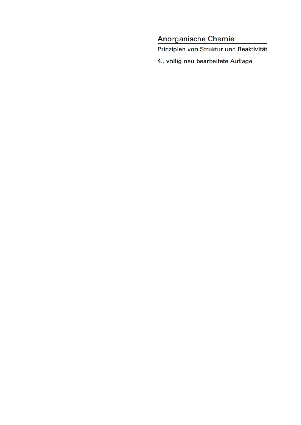 Anorganische Chemie Prinzipien von Struktur und ReaktivitÃ¤t 4th Edition â€“ PDF/EPUB Version Downloadable