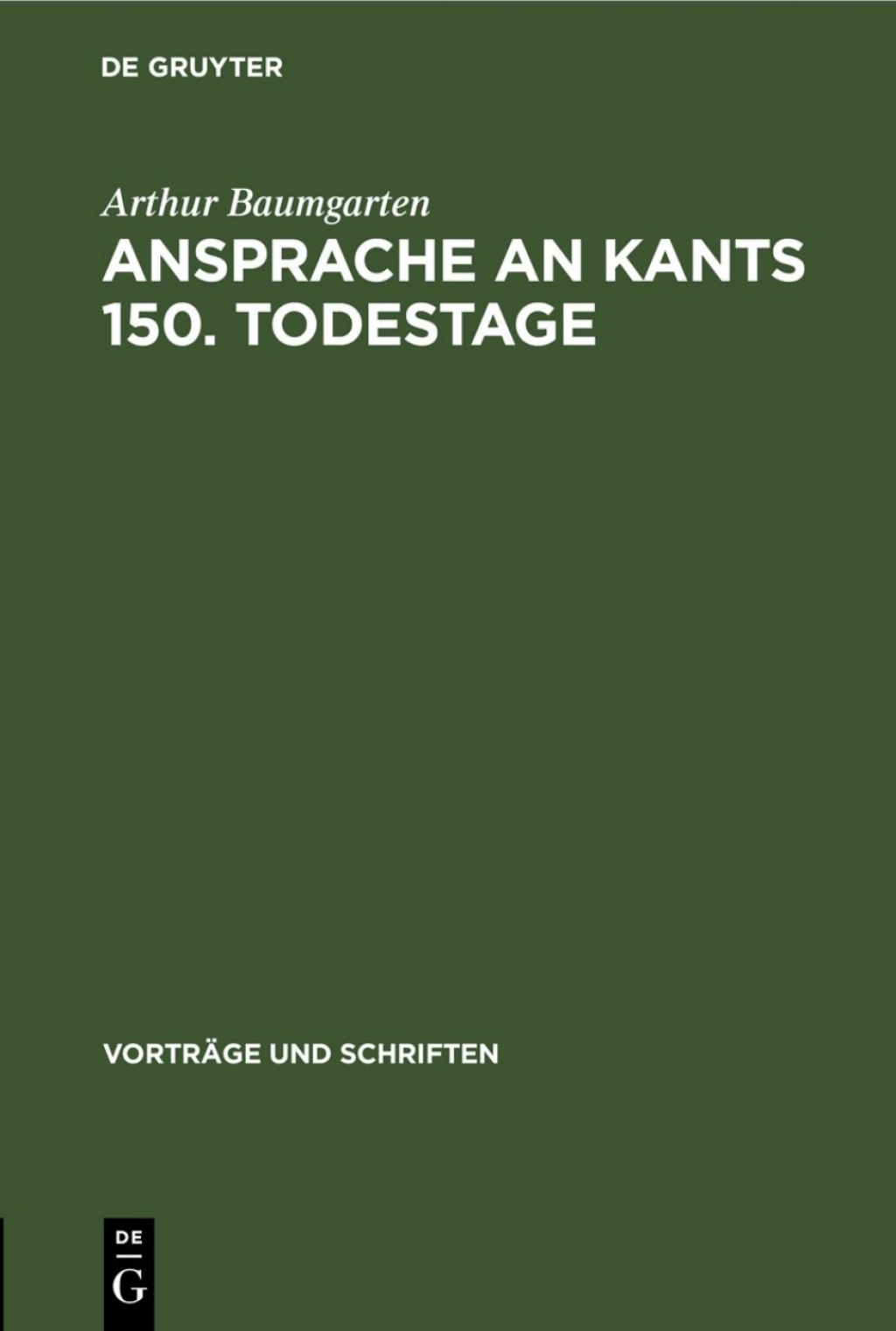 Ansprache an Kants 150. Todestage 1st Edition â€“ PDF/EPUB Version Downloadable