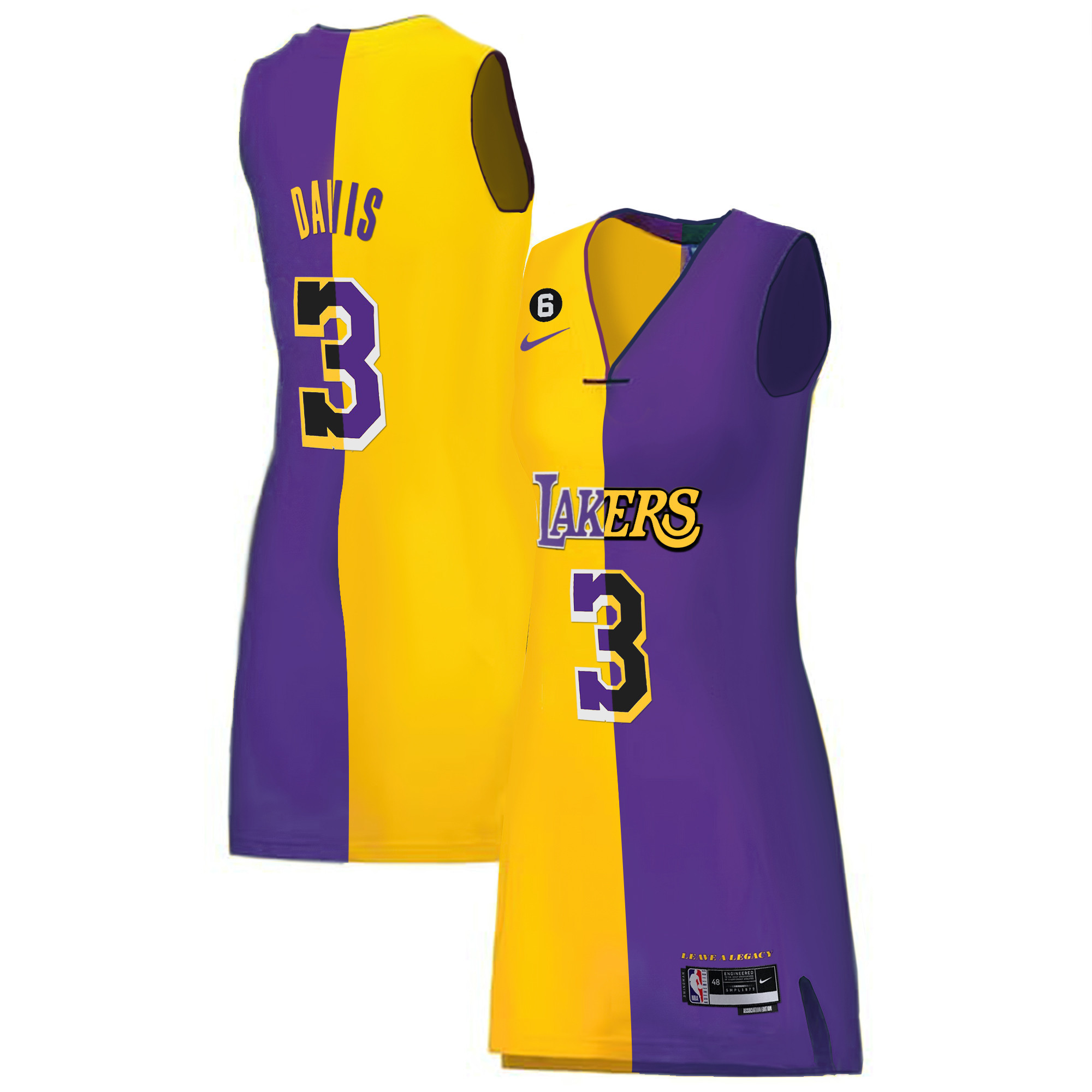 Anthony Davis Women's Los Angeles Lakers Gold & Split Dress Split Jersey - All Stitched