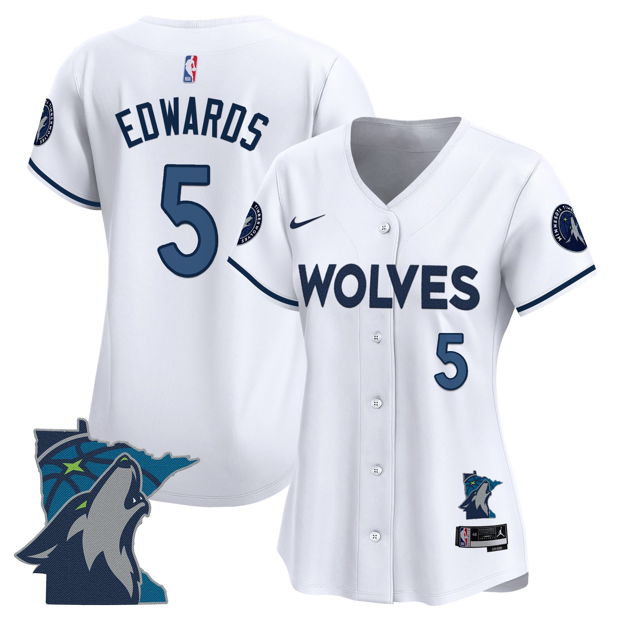 Anthony Edwards Women's Minnesota Timberwolves 2025 Vapor Baseball Association Jersey - All Stitched