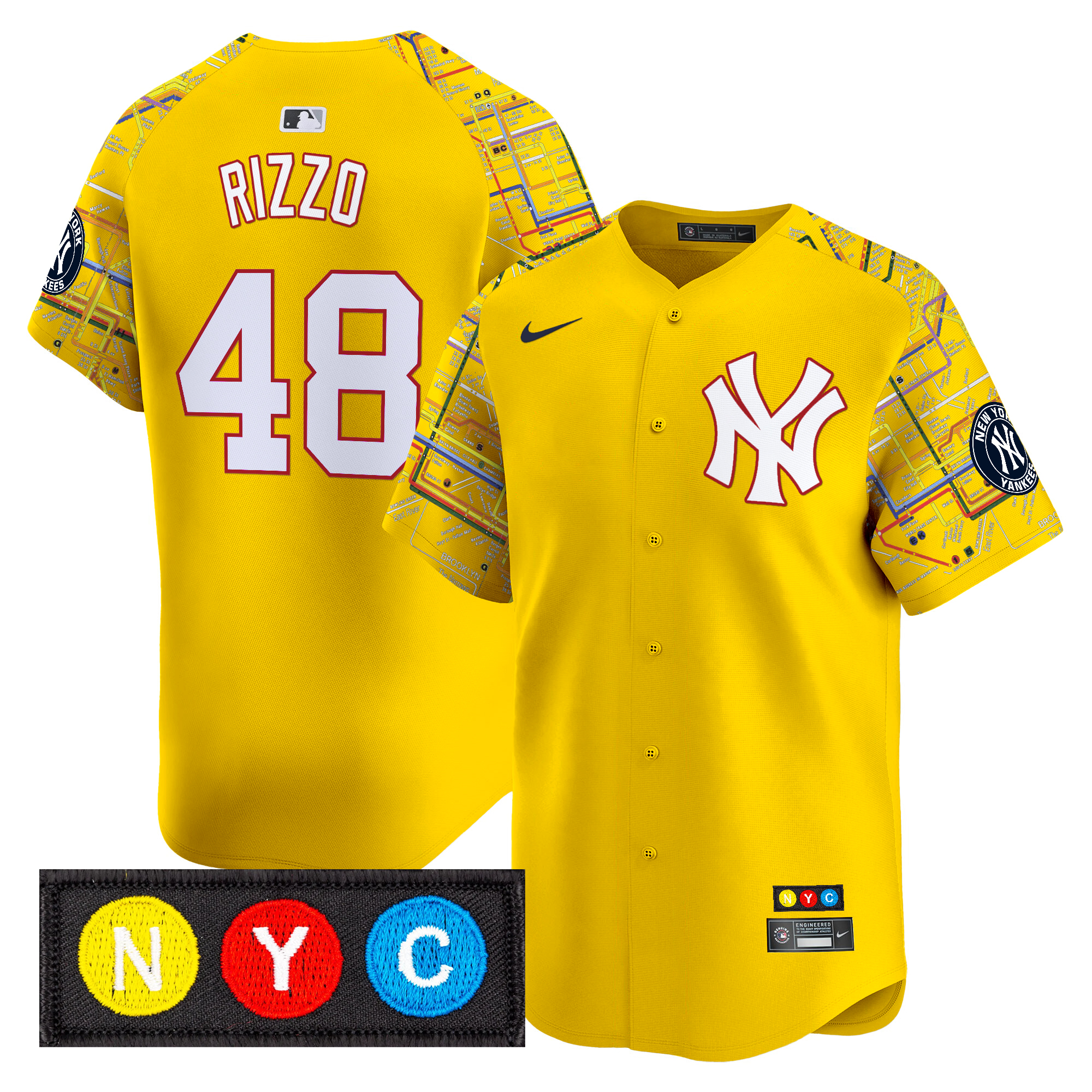 Anthony Rizzo Men's New York Yankees Subway Style Vapor Premier Limited Yellow Jersey - Stitched