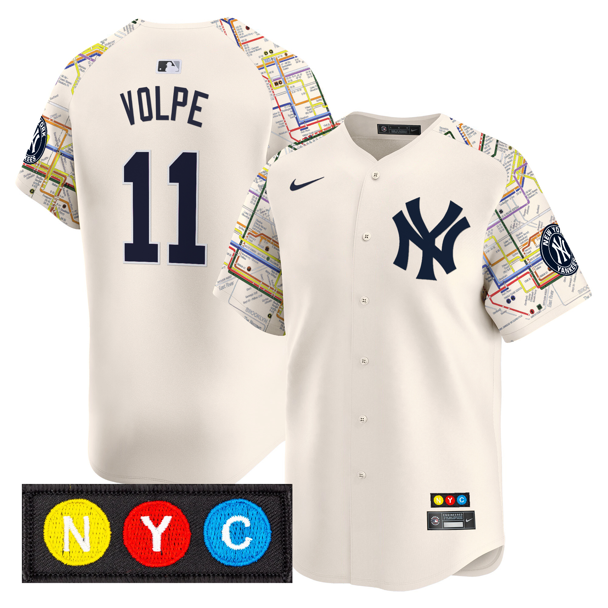 Anthony Volpe Men's New York Yankees Subway Style Vapor Premier Limited Cream Jersey - Stitched