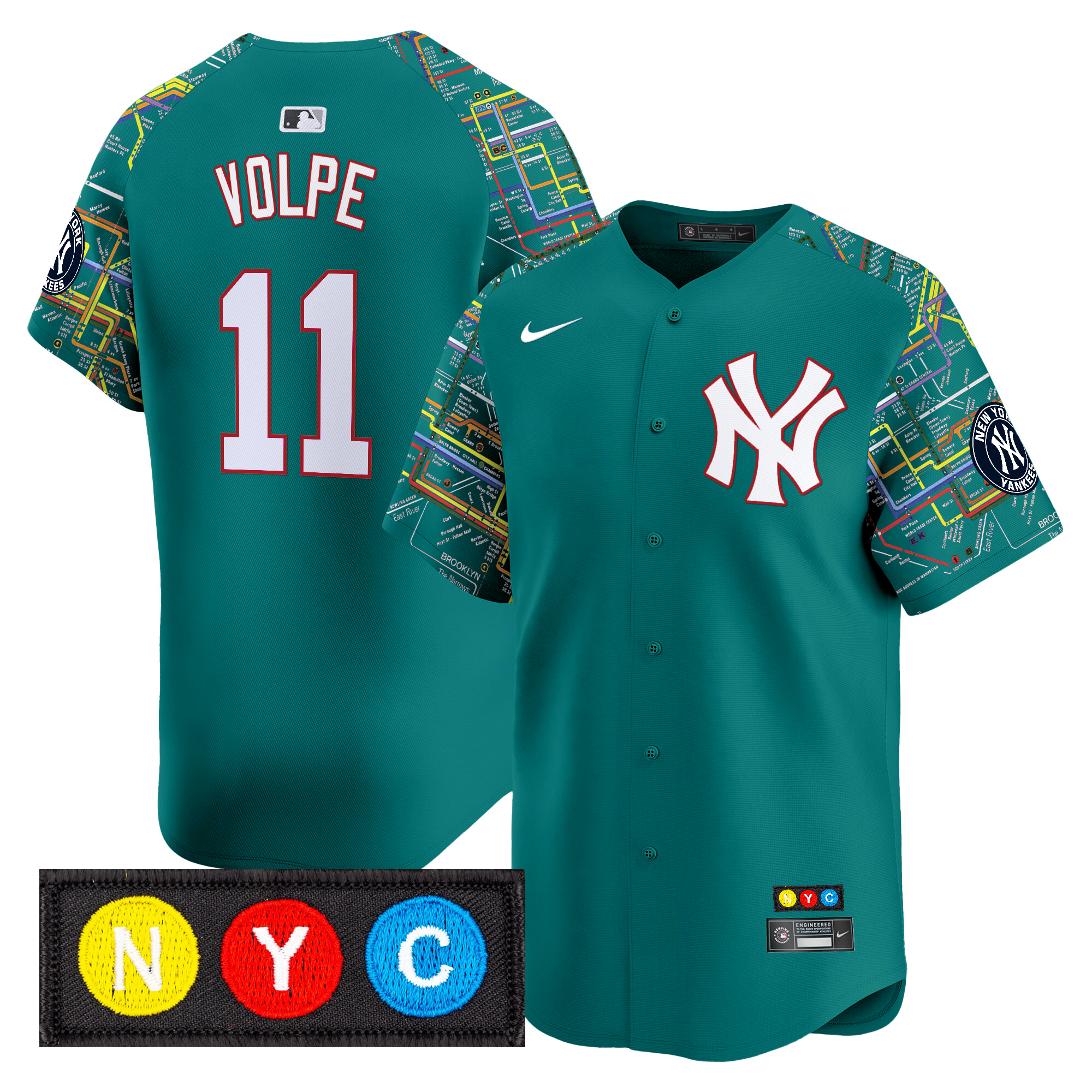 Anthony Volpe Men's New York Yankees Subway Style Vapor Premier Limited Lexington Line Jersey - Stitched