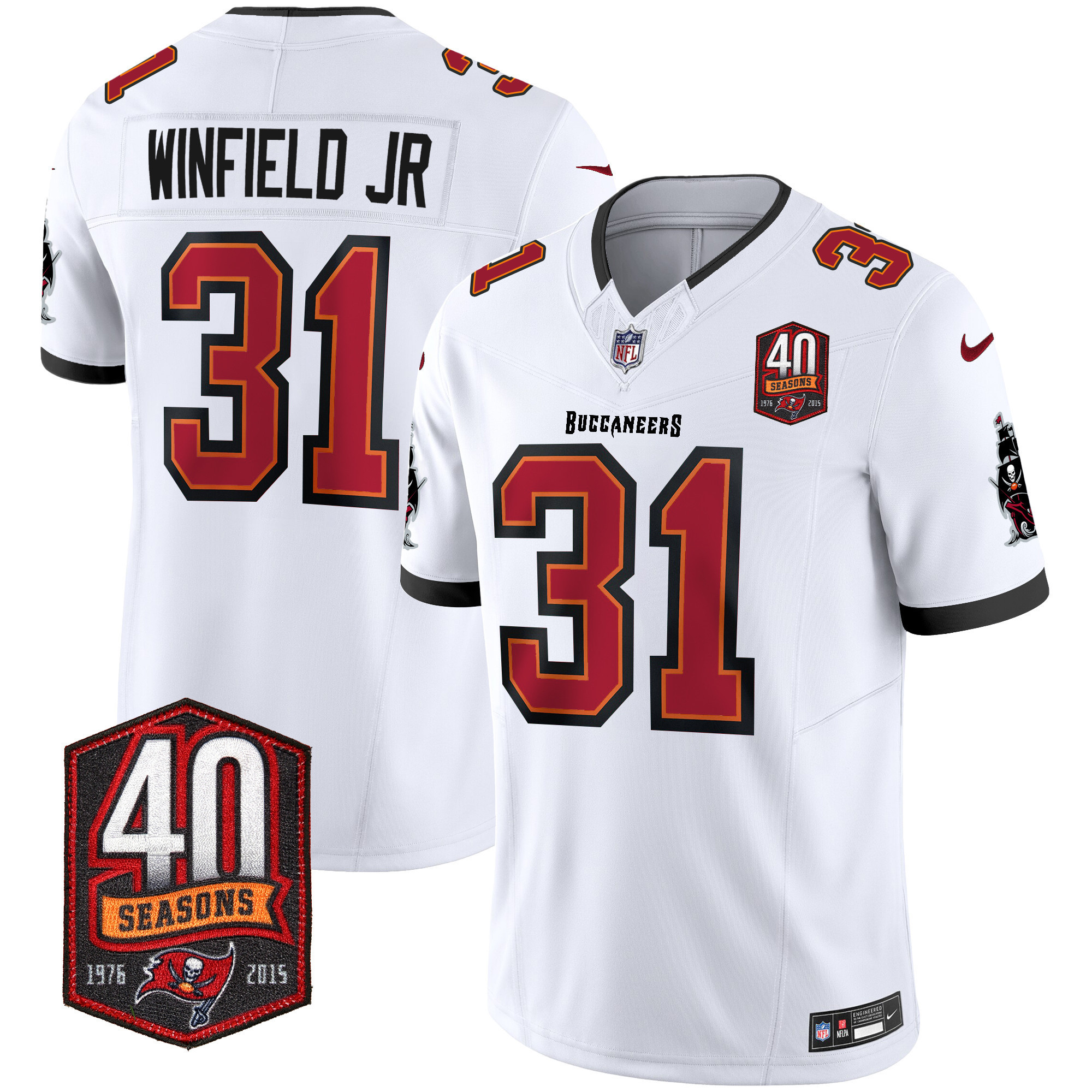 Antoine Winfield Jr. Men's Tampa Bay Buccaneers 40th Season Patch Vapor Limited White Jersey - All Stitched