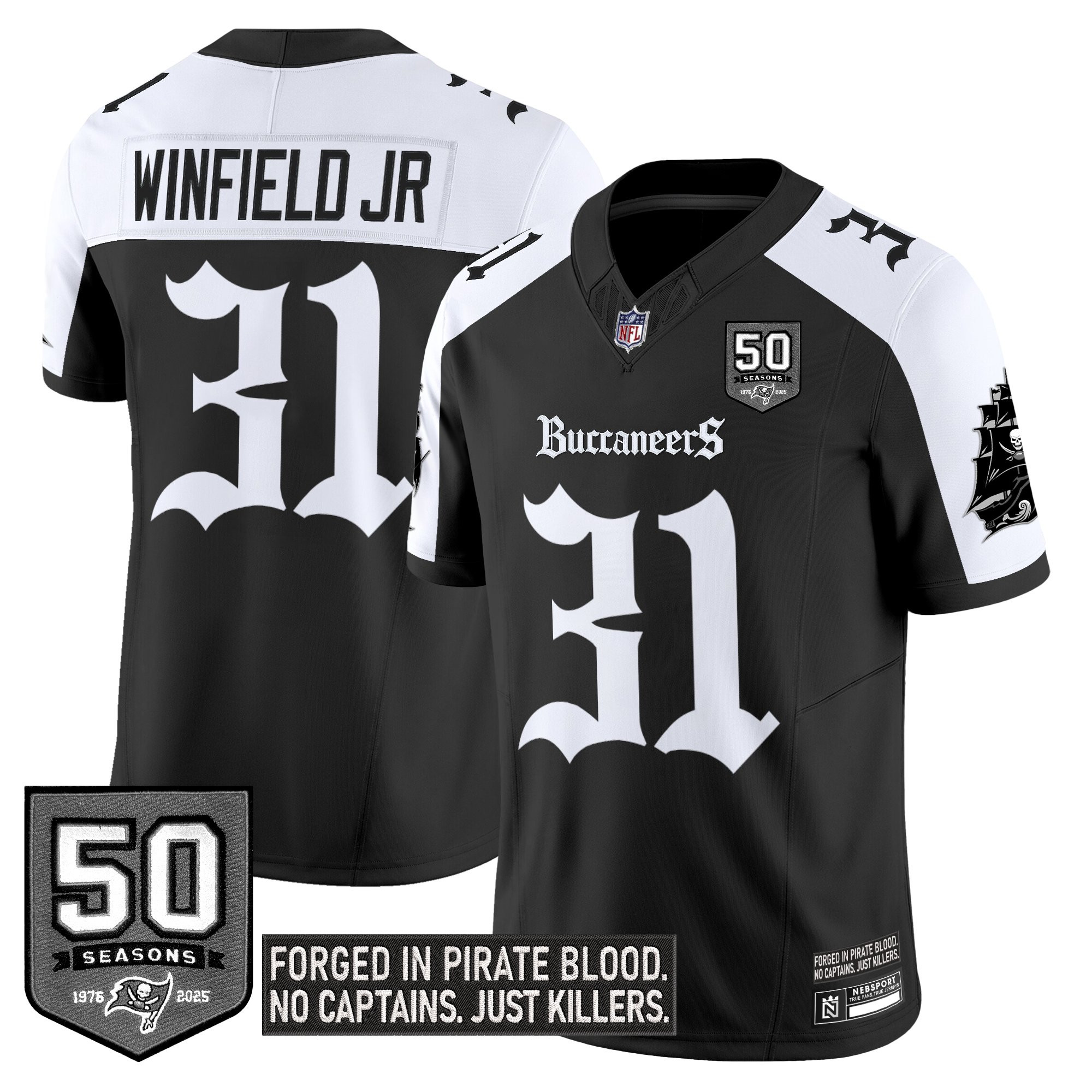 Antoine Winfield Jr. Men's Tampa Bay Buccaneers 'Gothic Pirate Shadows Edition' Limited Alternate Jersey - All Stitched