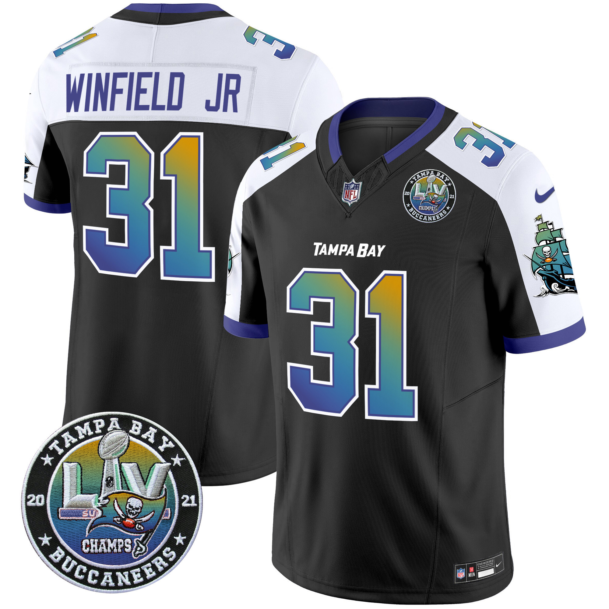 Antoine Winfield Jr. Men's Tampa Bay Buccaneers "Tampa City" Super Bowl LIV Patch Vapor Limited Alternate Jersey - All Stitched