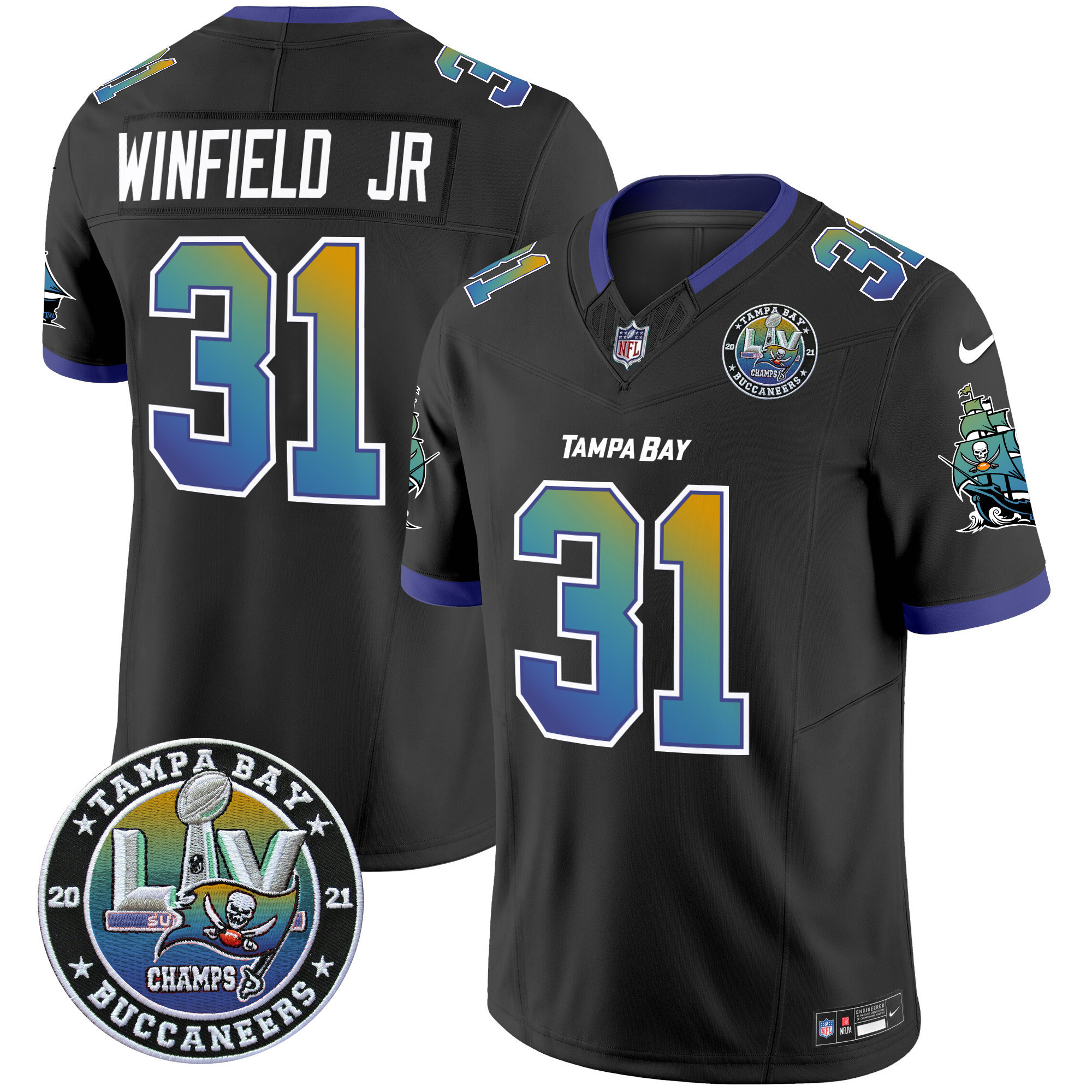 Antoine Winfield Jr. Men's Tampa Bay Buccaneers "Tampa City" Super Bowl LIV Patch Vapor Limited Black Jersey - All Stitched