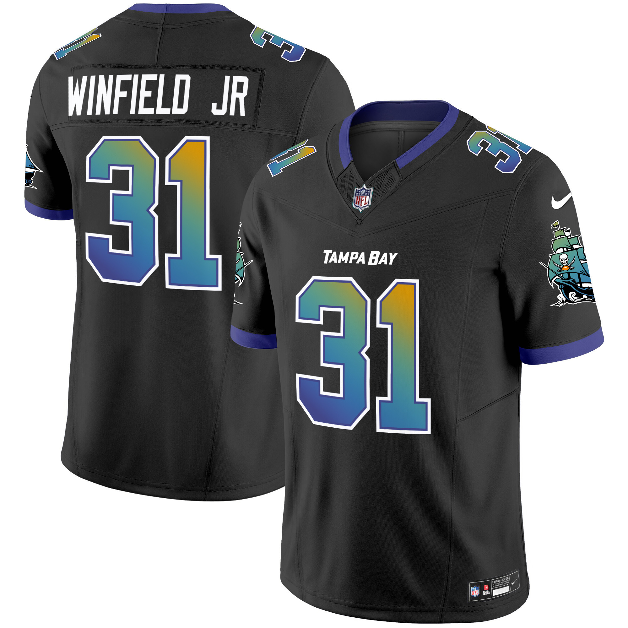 Antoine Winfield Jr. Men's Tampa Bay Buccaneers "Tampa City" Vapor Limited Black Jersey - All Stitched