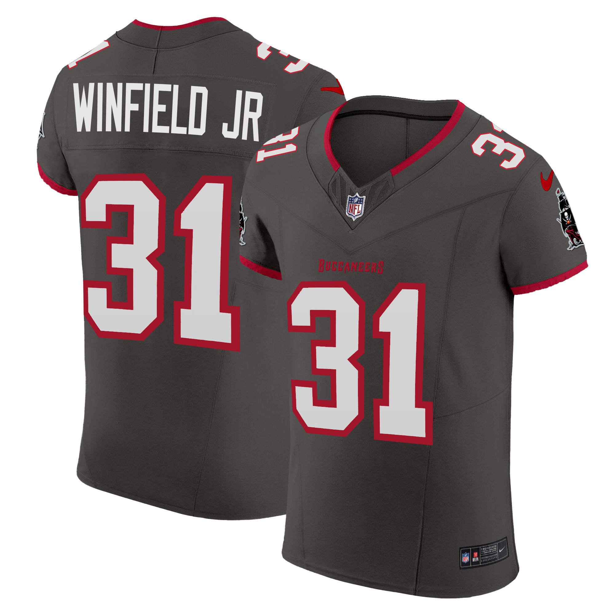 Antoine Winfield Jr. Men's Tampa Bay Buccaneers Vapor Elite Pewter Jersey - All Stitched