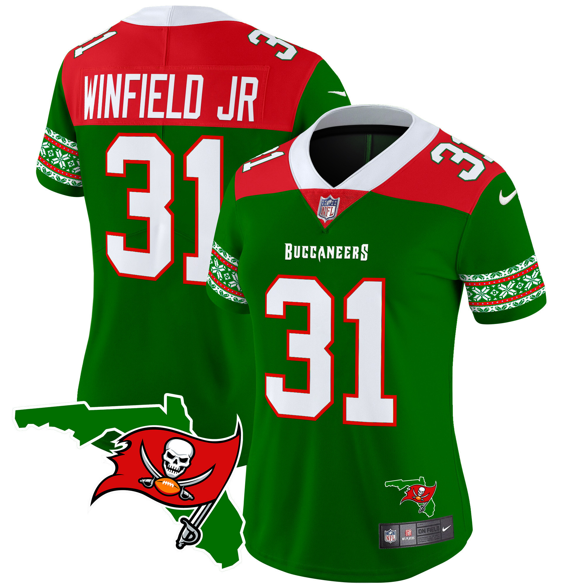 Antoine Winfield Jr. Women's Tampa Bay Buccaneers 2024 Christmas Vapor Limited Green Jersey - All Stitched
