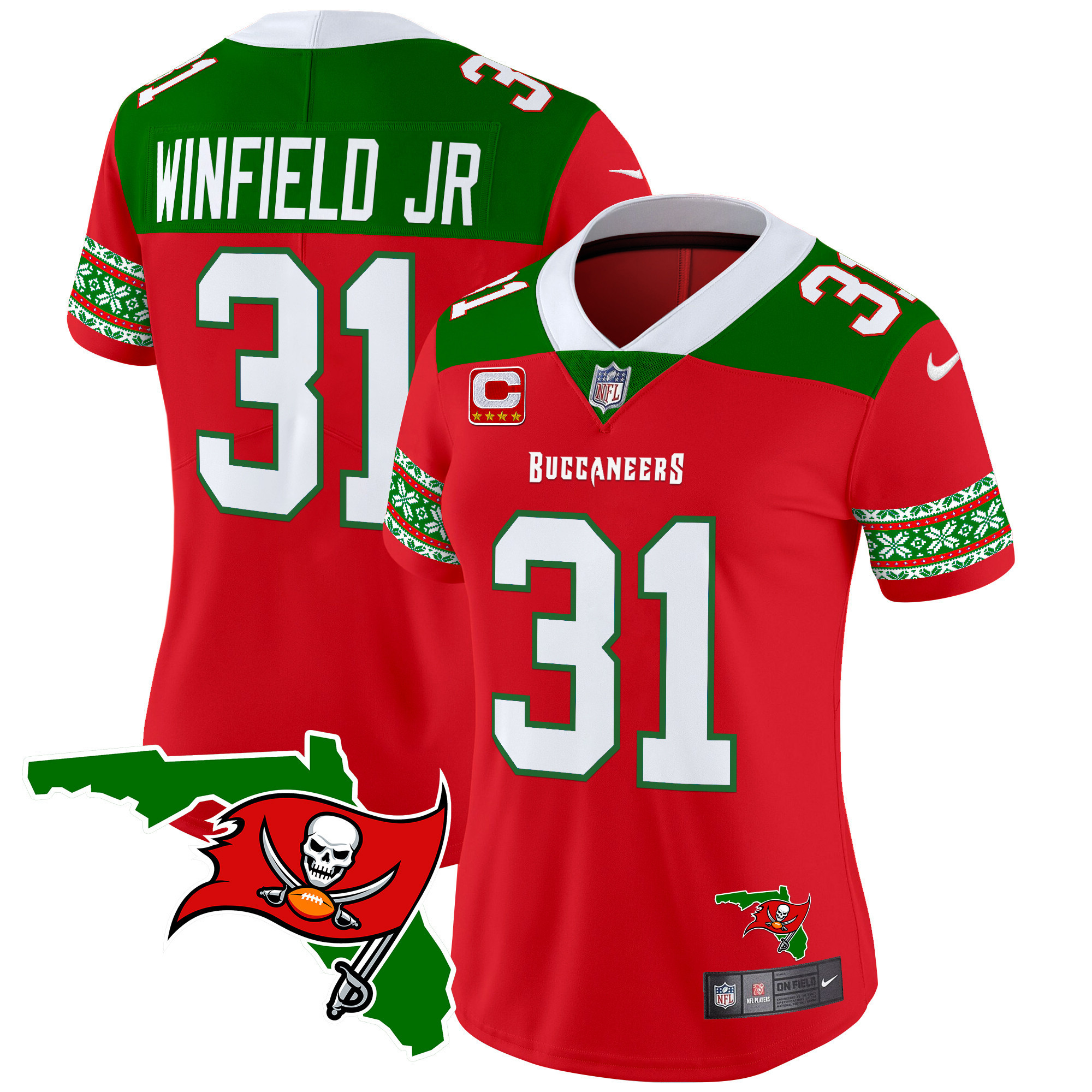 Antoine Winfield Jr. Women's Tampa Bay Buccaneers 2024 Christmas Vapor Limited Red Jersey - All Stitched