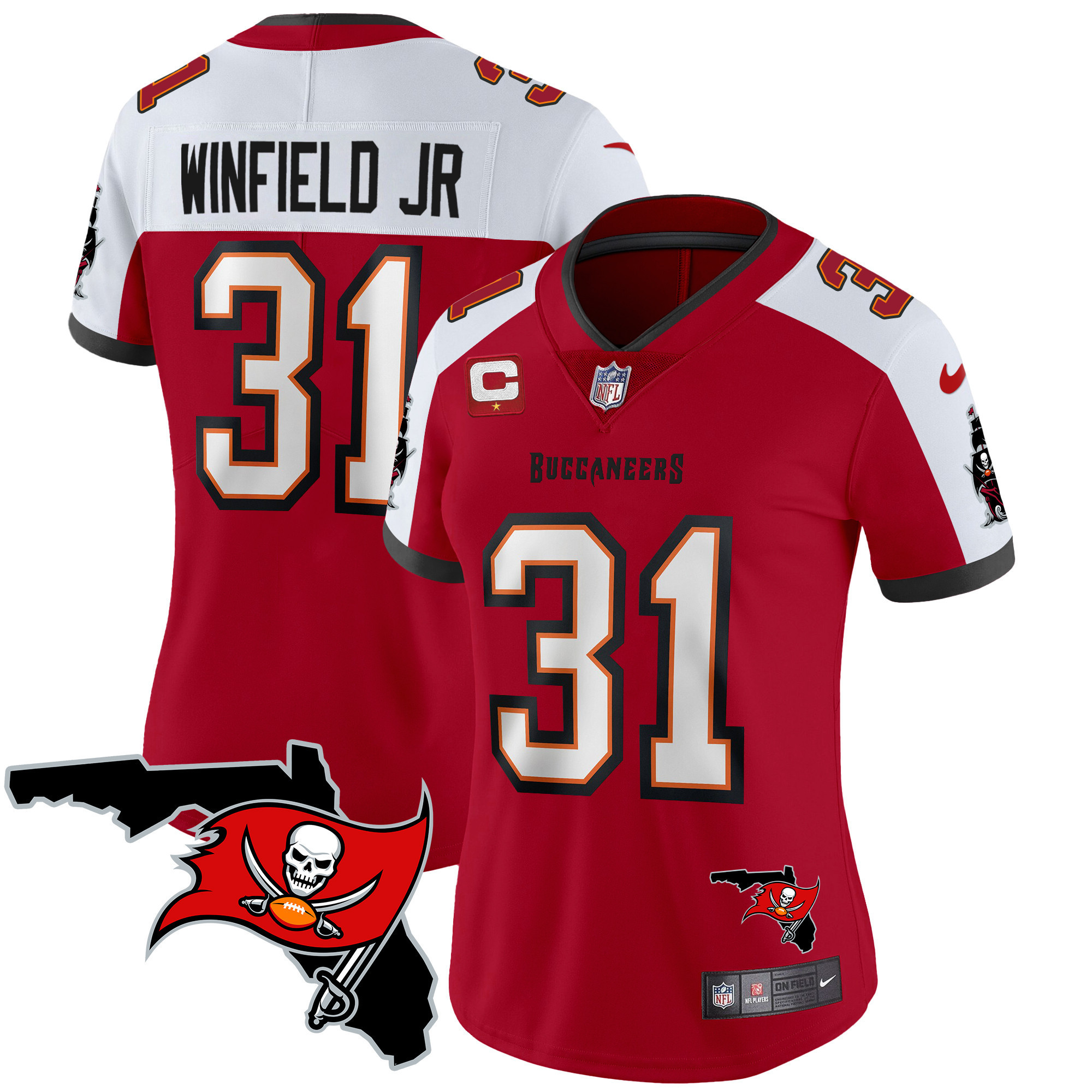 Antoine Winfield Jr. Women's Tampa Bay Buccaneers Florida Patch Vapor Limited Red Alternate Jersey - All Stitched