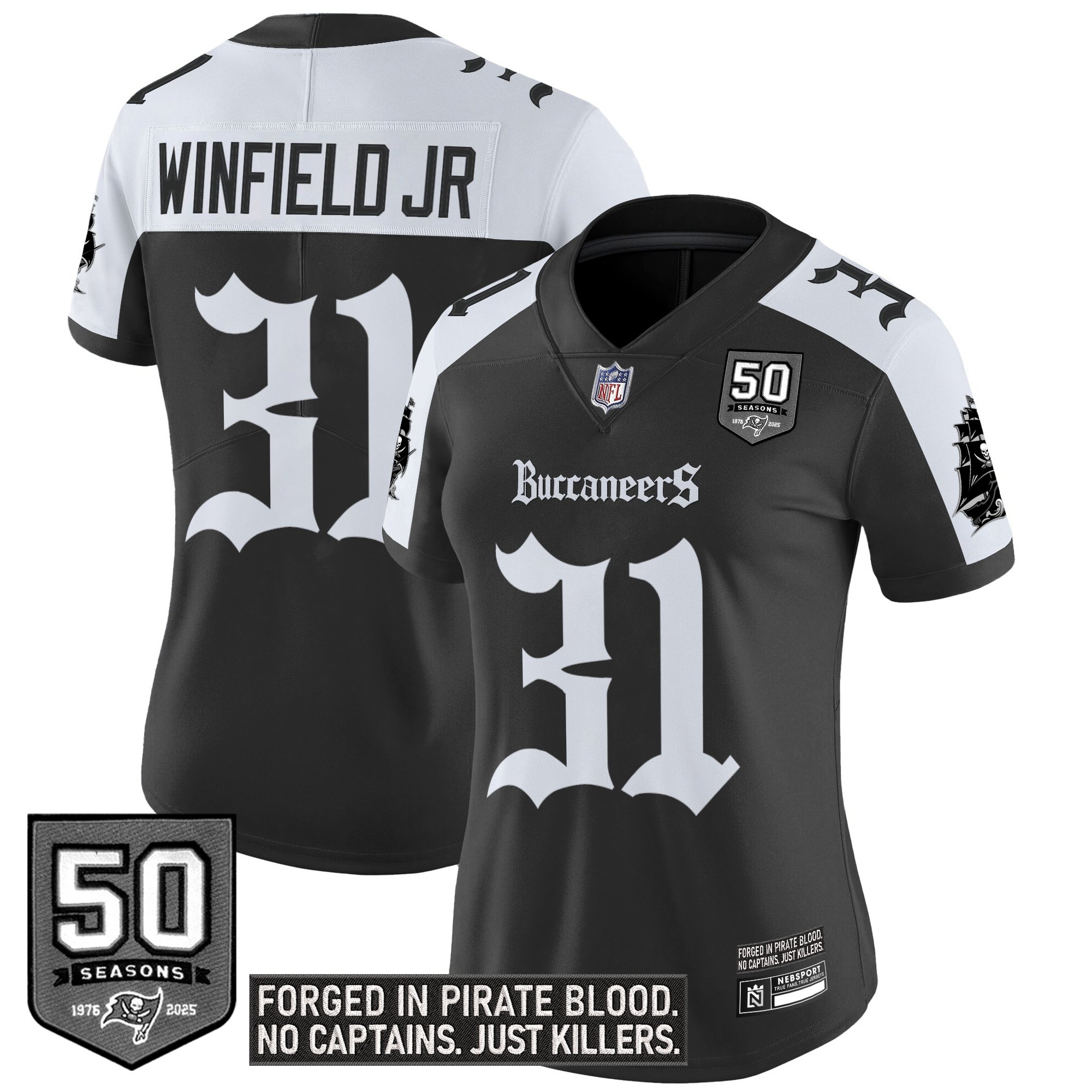 Antoine Winfield Jr. Women's Tampa Bay Buccaneers 'Gothic Pirate Shadows Edition' Vapor Limited Alternate Jersey - All Stitched