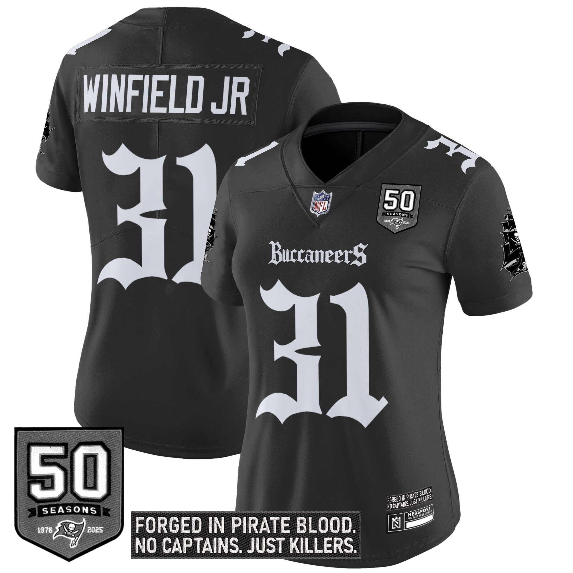Antoine Winfield Jr. Women's Tampa Bay Buccaneers 'Gothic Pirate Shadows Edition' Vapor Limited Black Jersey - All Stitched