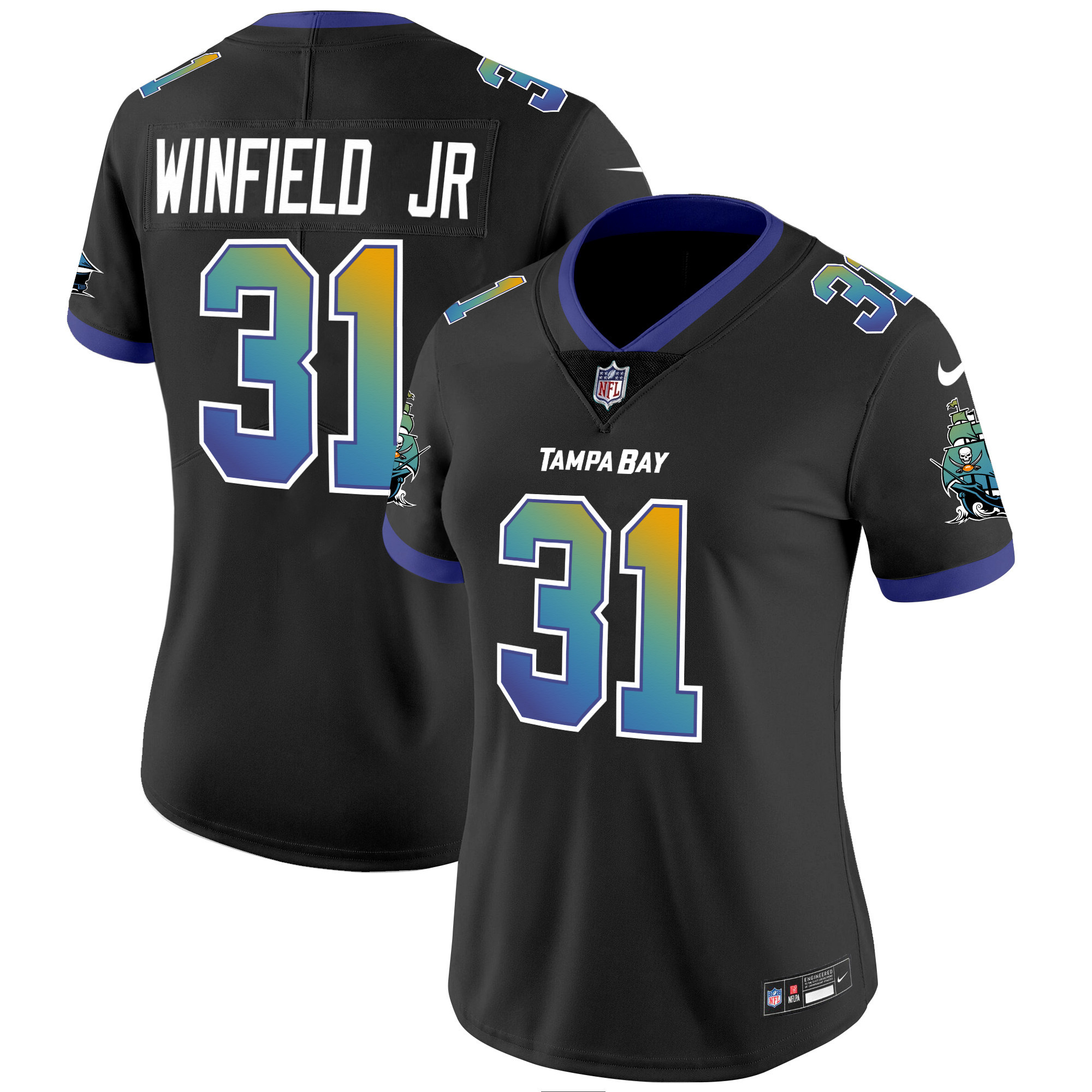 Antoine Winfield Jr. Women's Tampa Bay Buccaneers "Tampa City" Vapor Limited Black Jersey - All Stitched