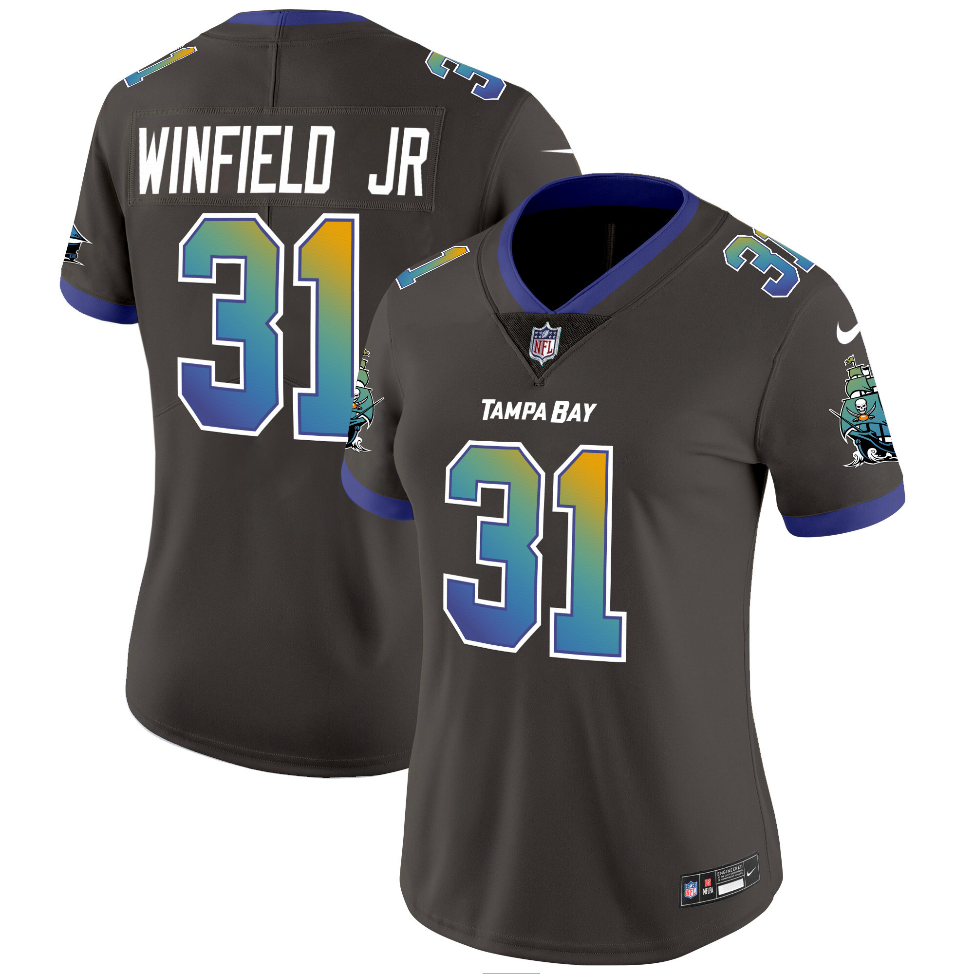 Antoine Winfield Jr. Women's Tampa Bay Buccaneers "Tampa City" Vapor Limited Pewter Jersey - All Stitched