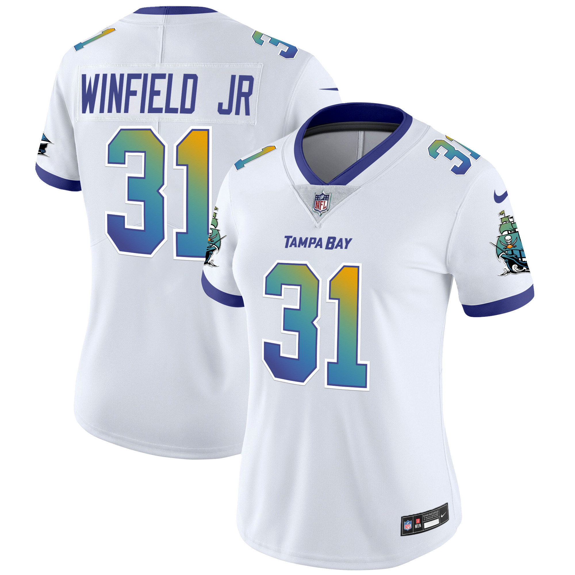 Antoine Winfield Jr. Women's Tampa Bay Buccaneers "Tampa City" Vapor Limited White Jersey - All Stitched