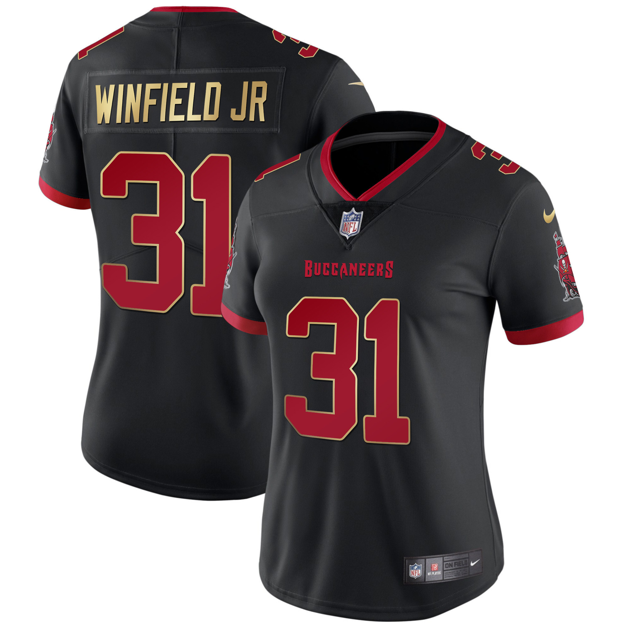 Antoine Winfield Jr. Women's Tampa Bay Buccaneers Vapor Gold Black Red Jersey - All Stitched