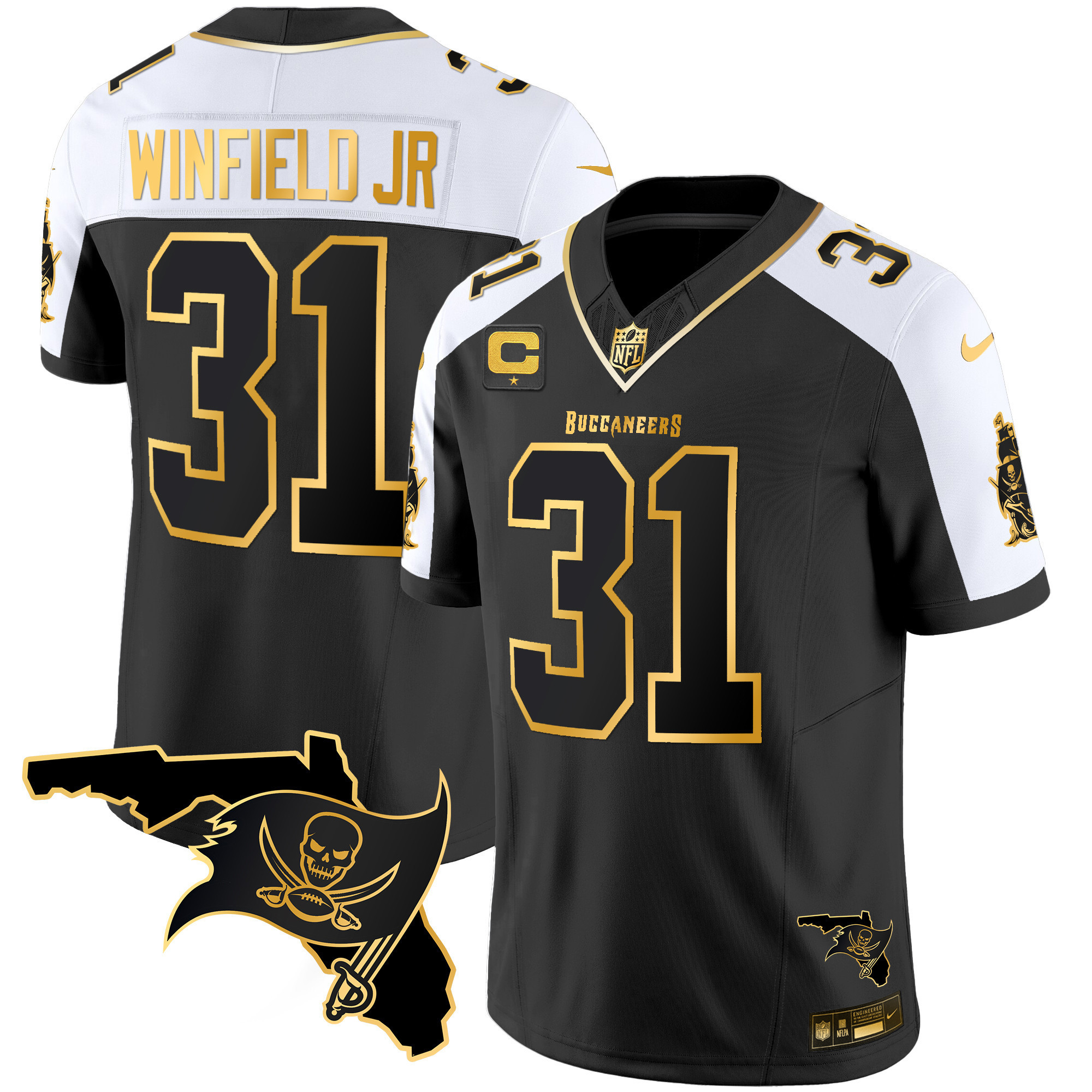 Antoine Winfield Jr. Youth's Tampa Bay Buccaneers Florida Patch Vapor Gold Alternate Jersey - All Stitched
