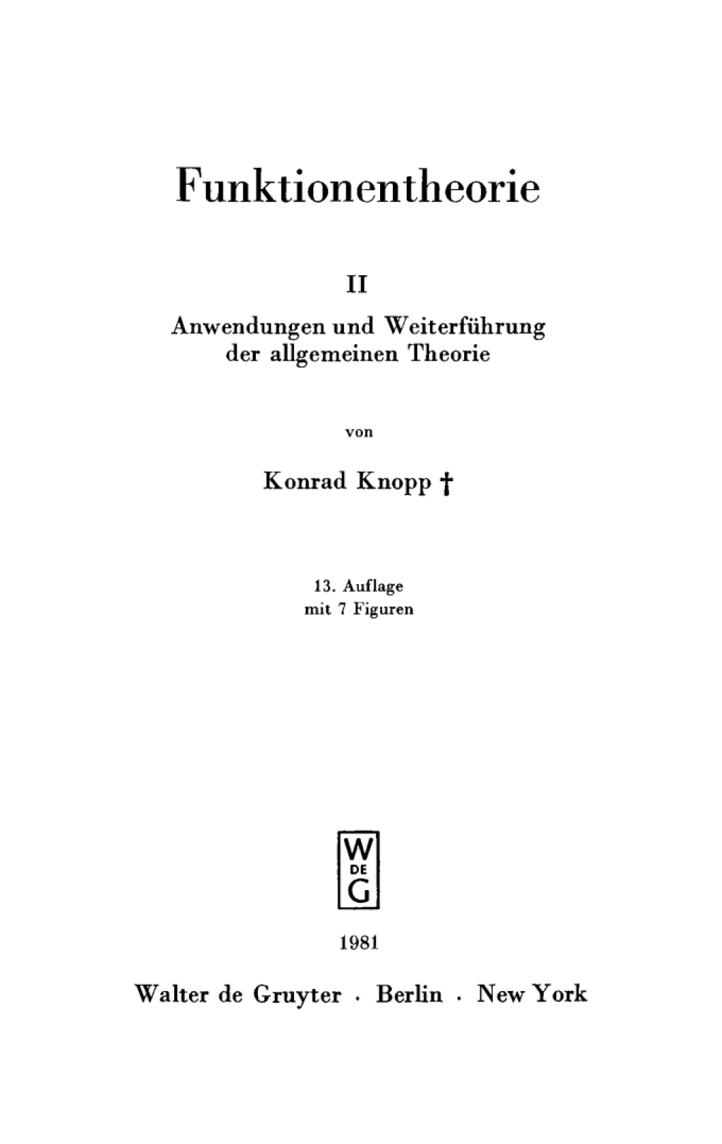 Anwendungen und WeiterfÃ¼hrung der allgemeinen Theorie 13th Edition â€“ PDF/EPUB Version Downloadable