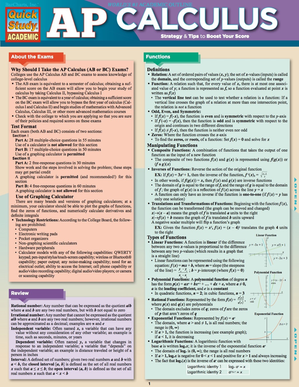 AP CALCULUS STUDY GUIDE - (PDF/EPUB Version)