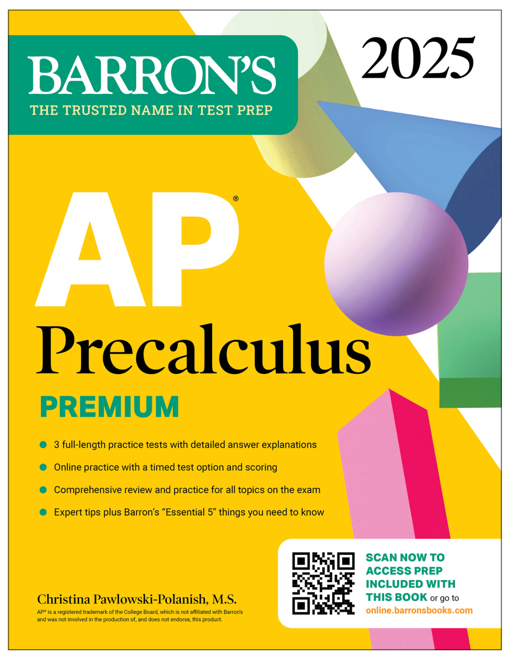 AP Precalculus Premium, 2025: Prep Book with 3 Practice Tests + Comprehensive Review + Online Practice - (PDF/EPUB Version)