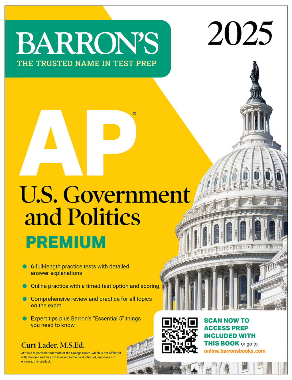 AP U.S. Government and Politics Premium, 2025: Prep Book with 6 Practice Tests + Comprehensive Review + Online Practice - (PDF/EPUB Version)