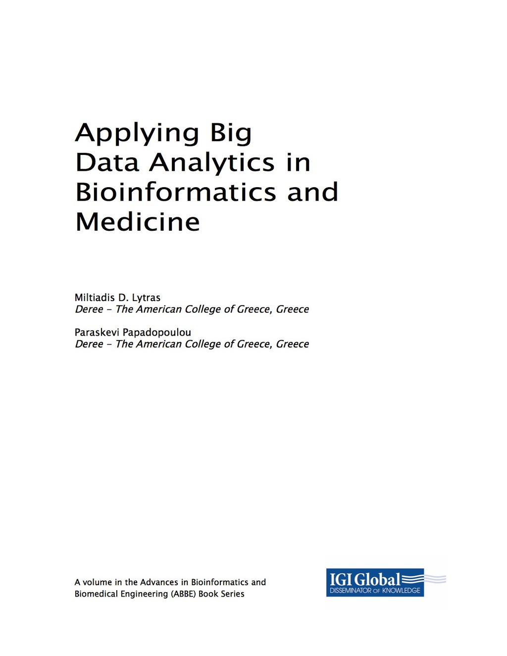 Applying Big Data Analytics in Bioinformatics and Medicine â€“ PDF/EPUB Version Downloadable