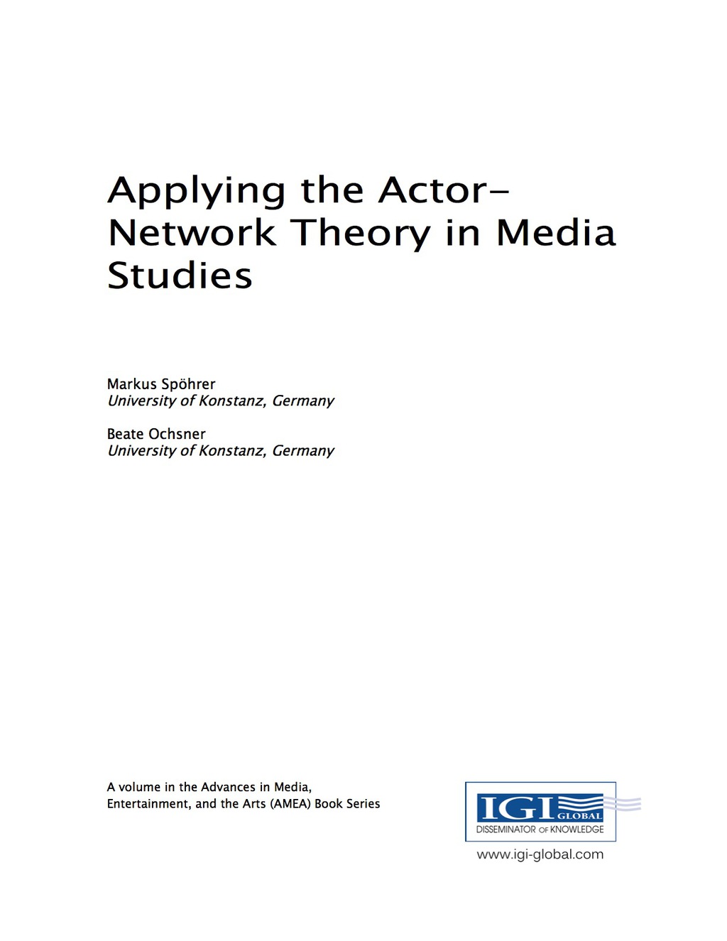 Applying the Actor-Network Theory in Media Studies â€“ PDF/EPUB Version Downloadable